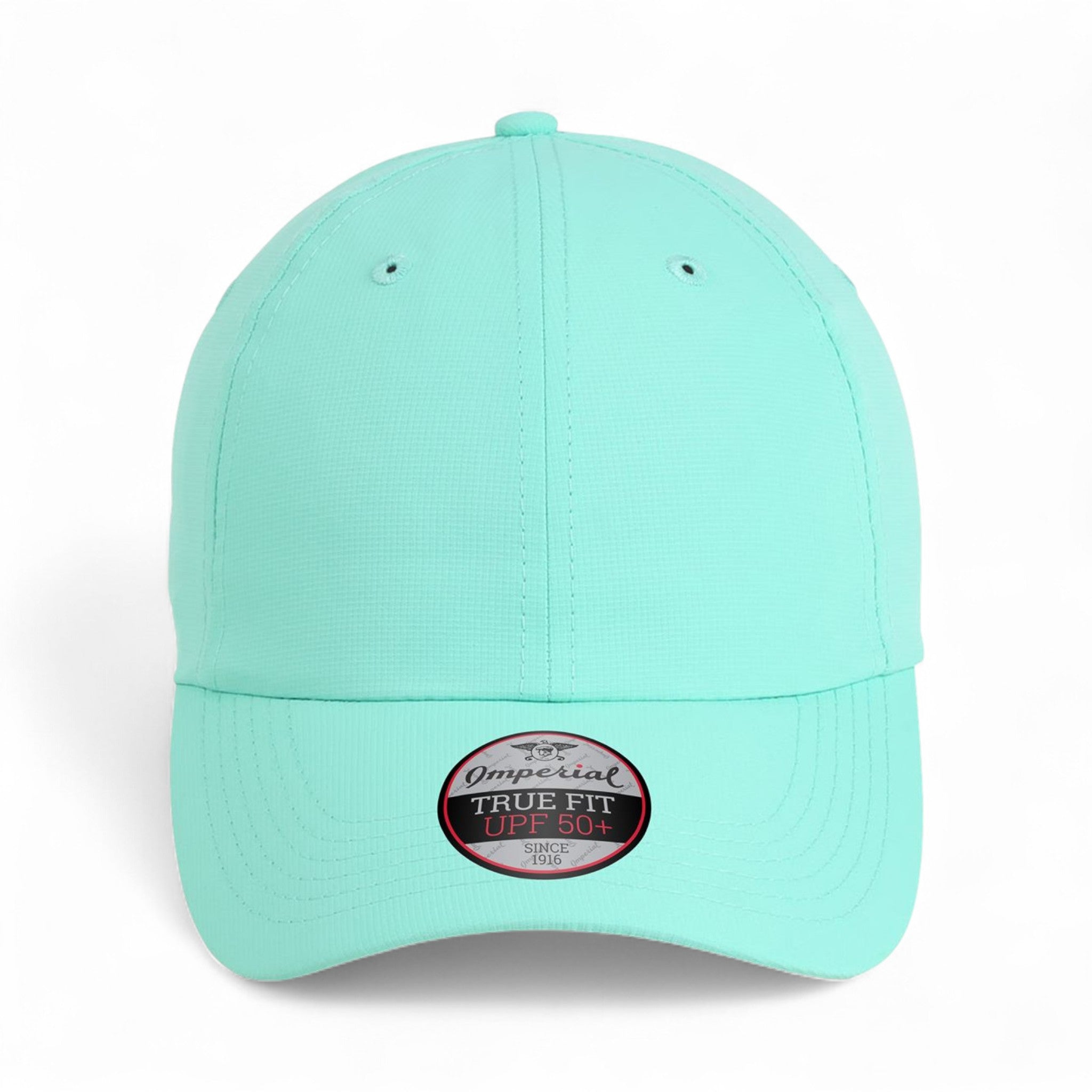 Front view of Imperial X210P custom hat in aqua