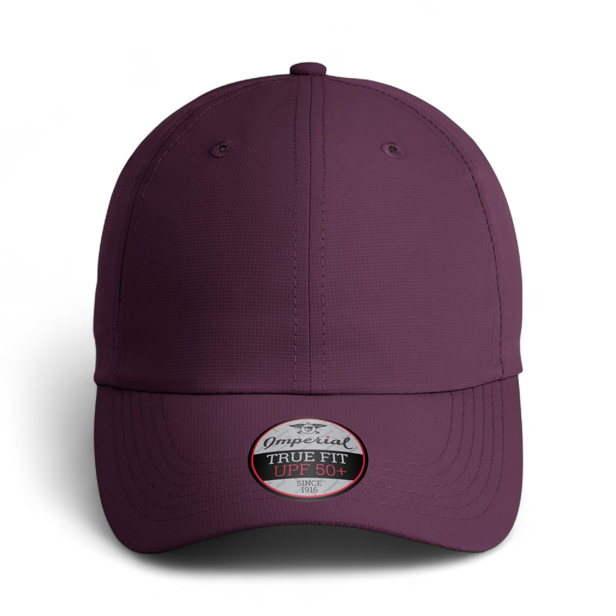 Front view of Imperial X210P custom hat in aubergine