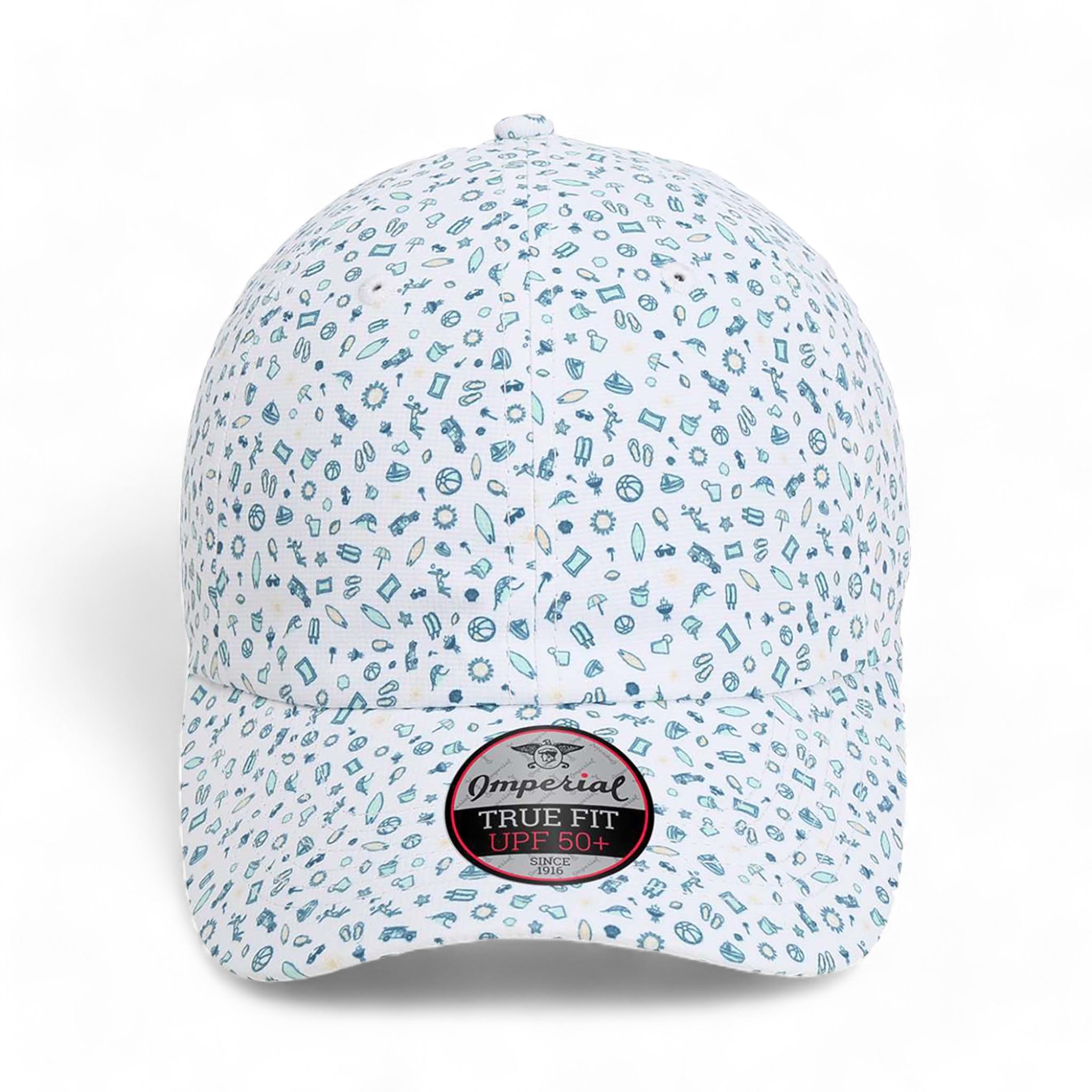 Front view of Imperial X210R custom hat in beach blue