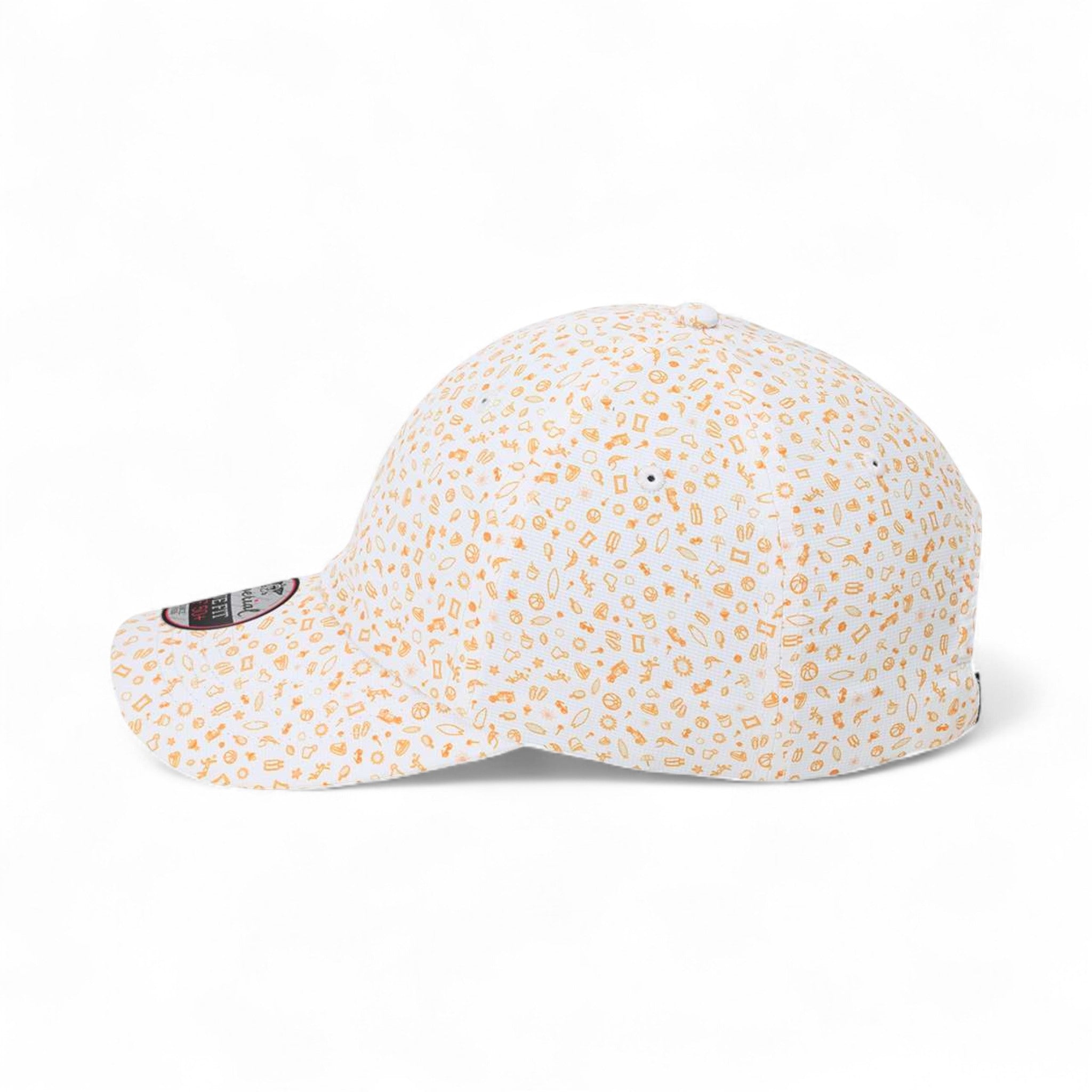 Left side view of Imperial X210R custom hat in beach orange