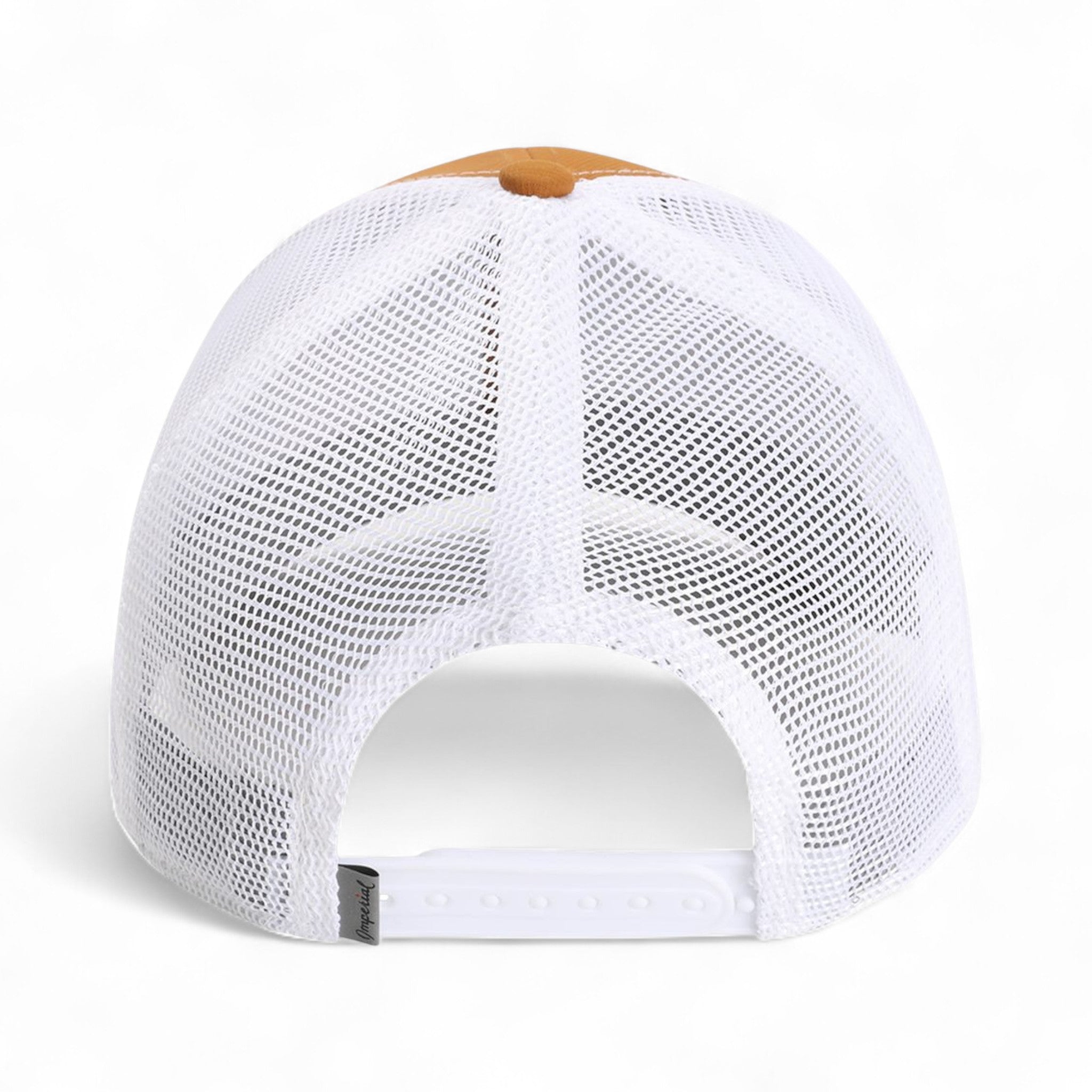 Back view of Imperial X210SM custom hat in buckthorn brown and white