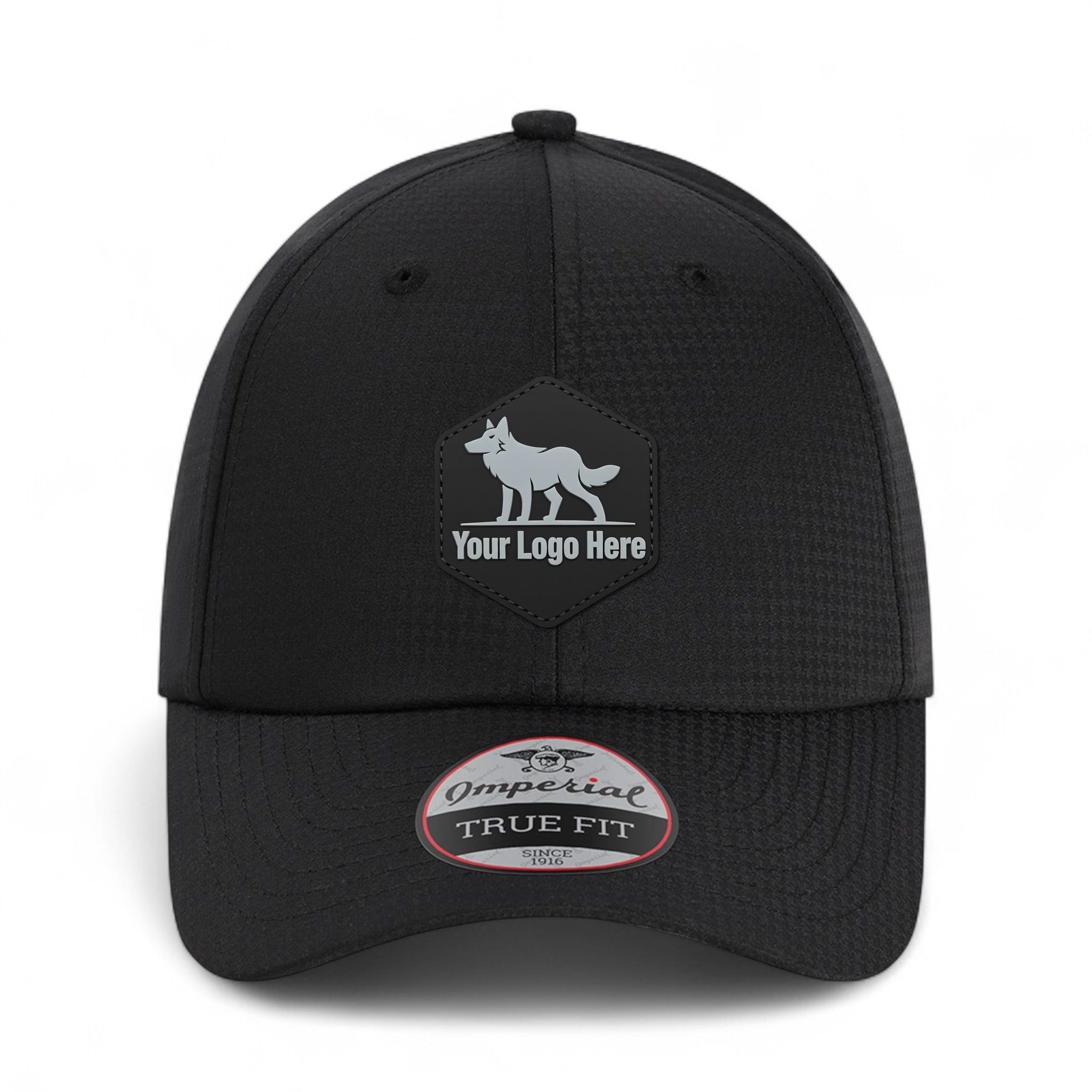 PVC patch preview of Imperial X210X custom hat in black