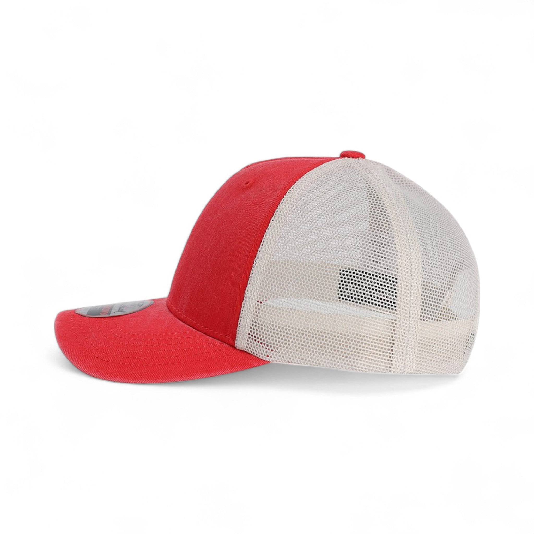 Left side view of Imperial X240M custom hat in nantucket red and stone