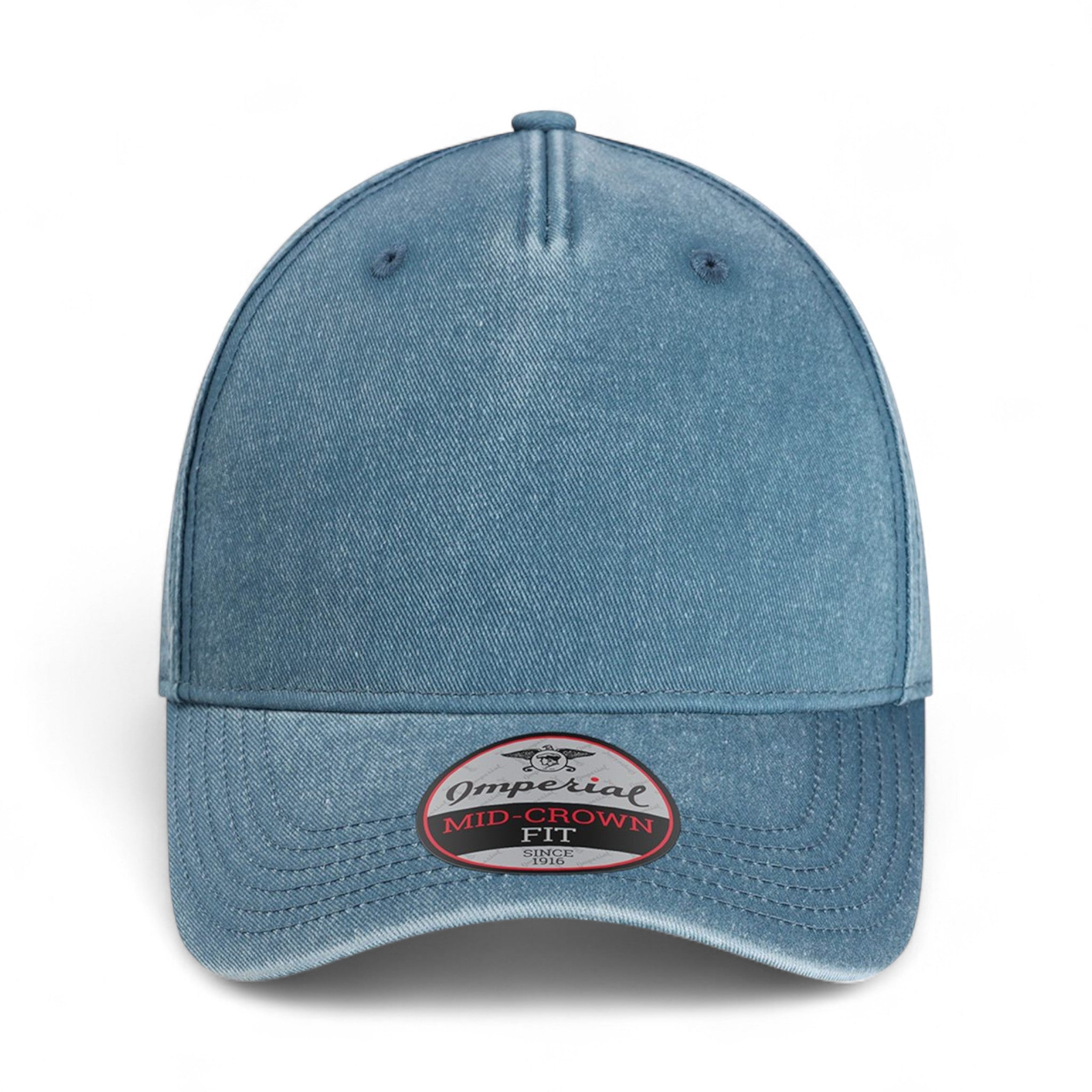 Front view of Imperial X240 custom hat in breaker blue