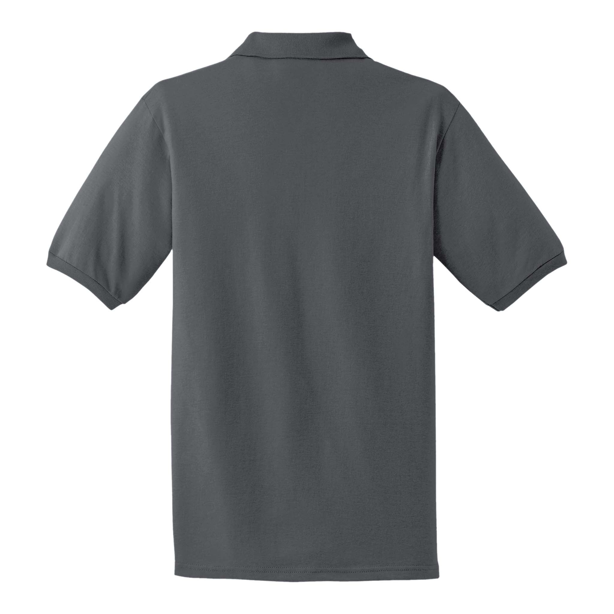 Jerzees 437R custom polo in charcoal grey, back view