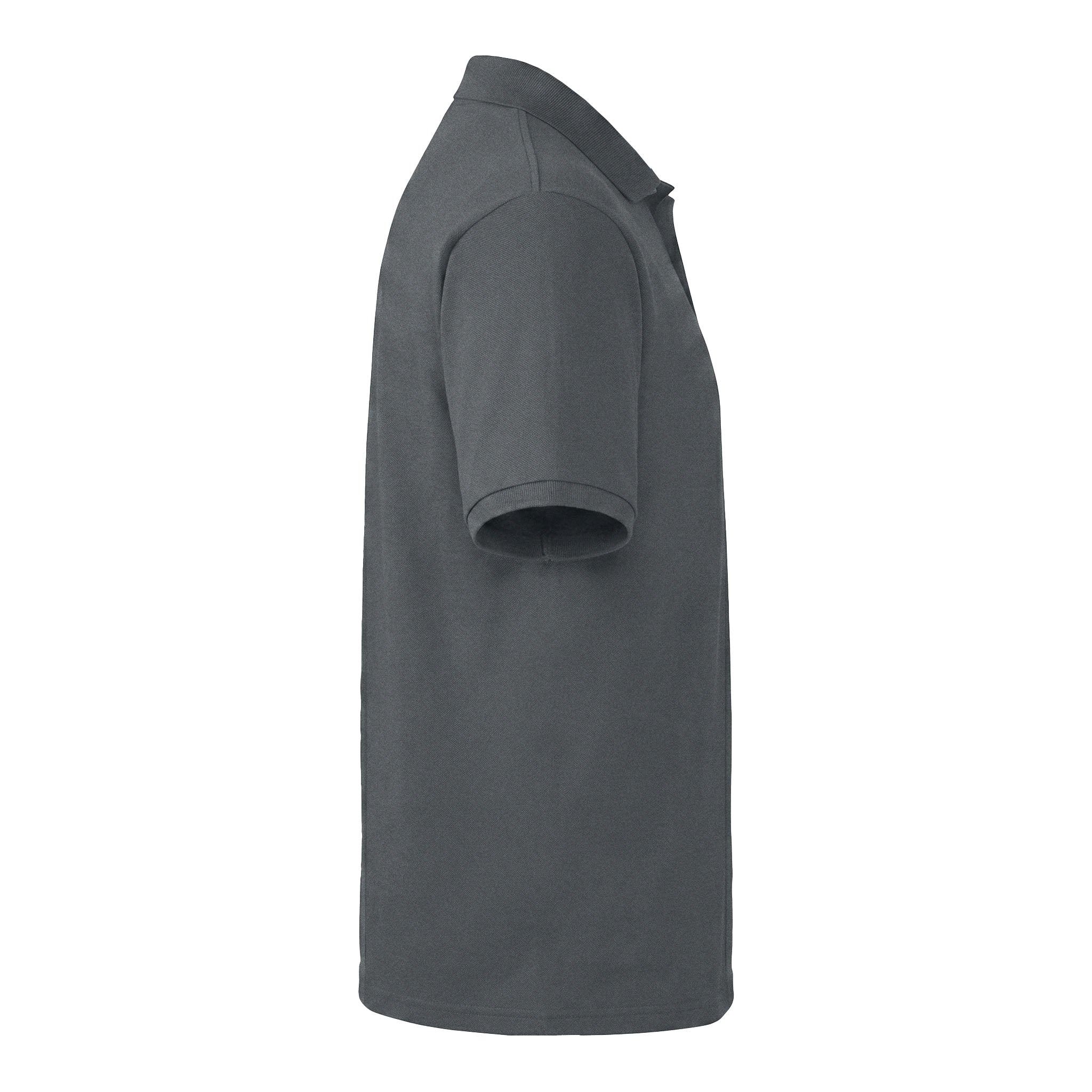 Jerzees 437R custom polo in charcoal grey, right side view
