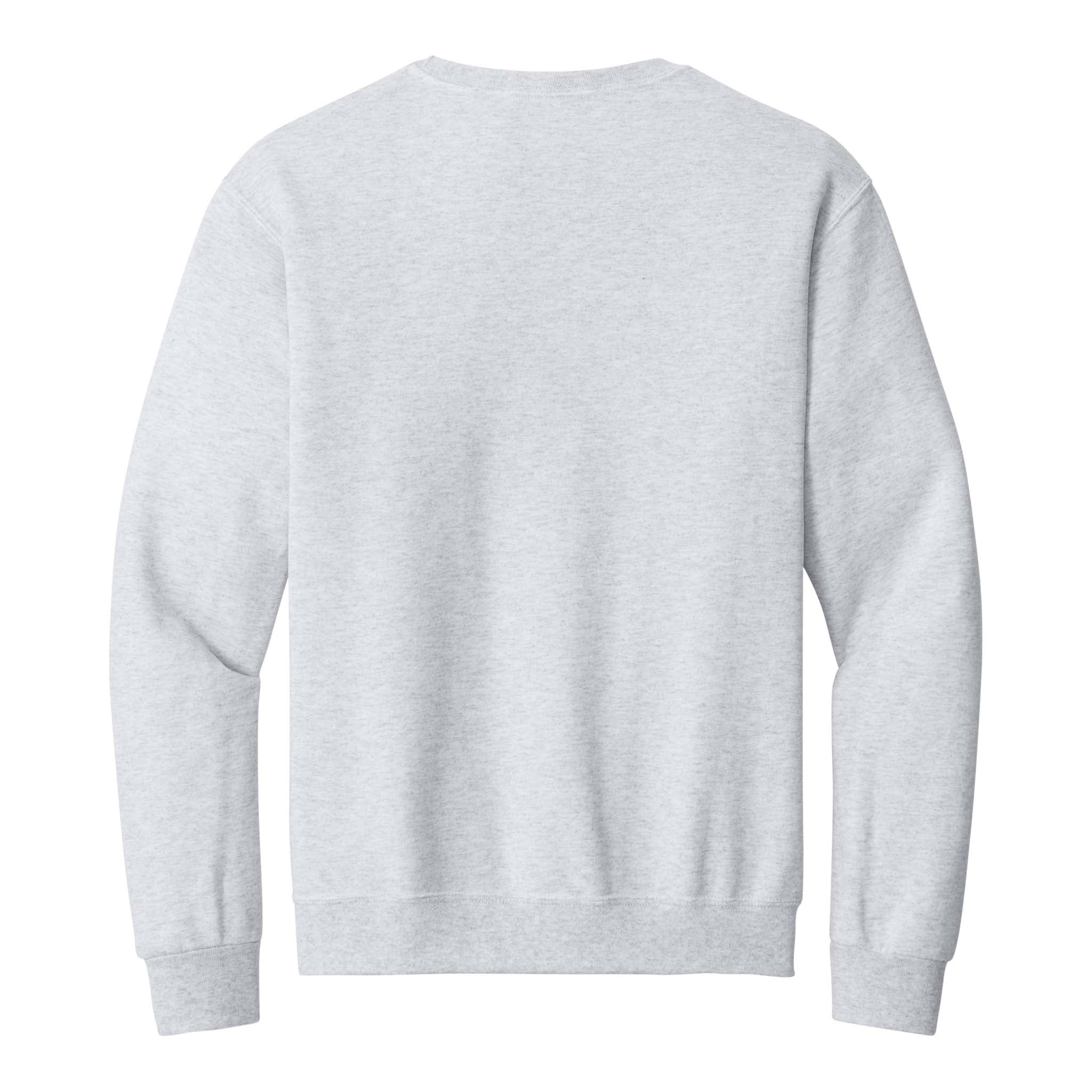 Jerzees 562MR custom crewneck in ash, back view
