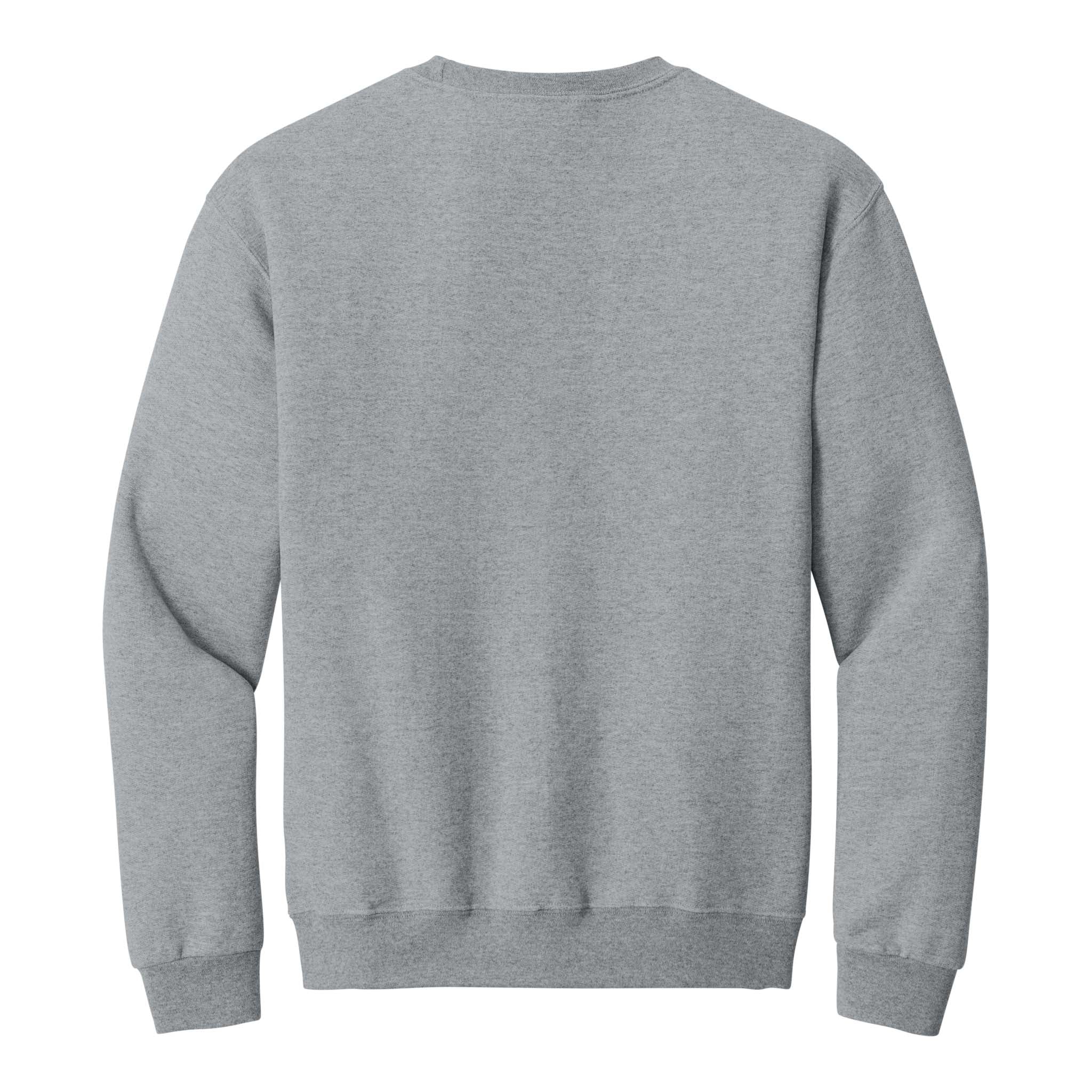 Jerzees 562MR custom crewneck in athletic heather, back view