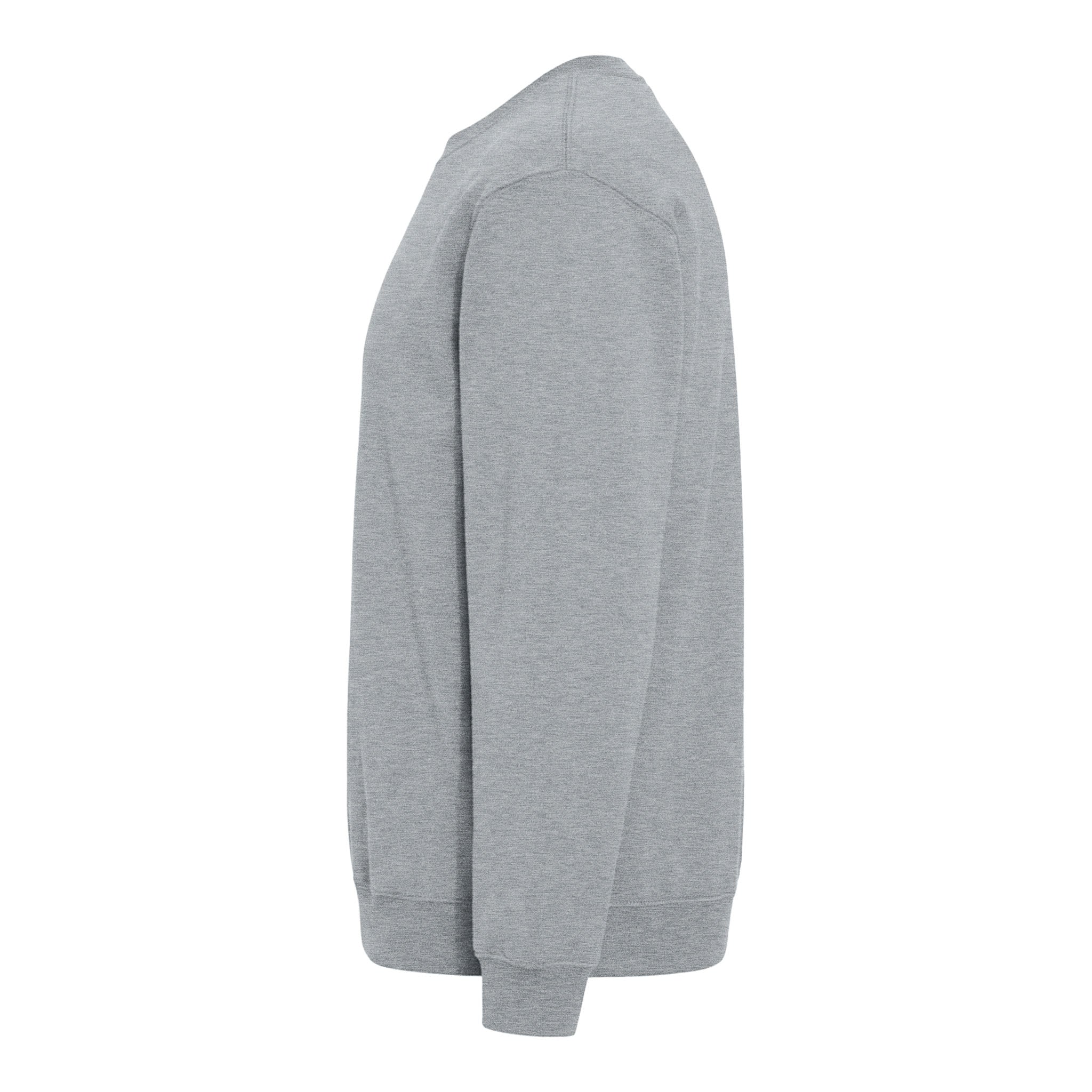 Jerzees 562MR custom crewneck in athletic heather, left side view