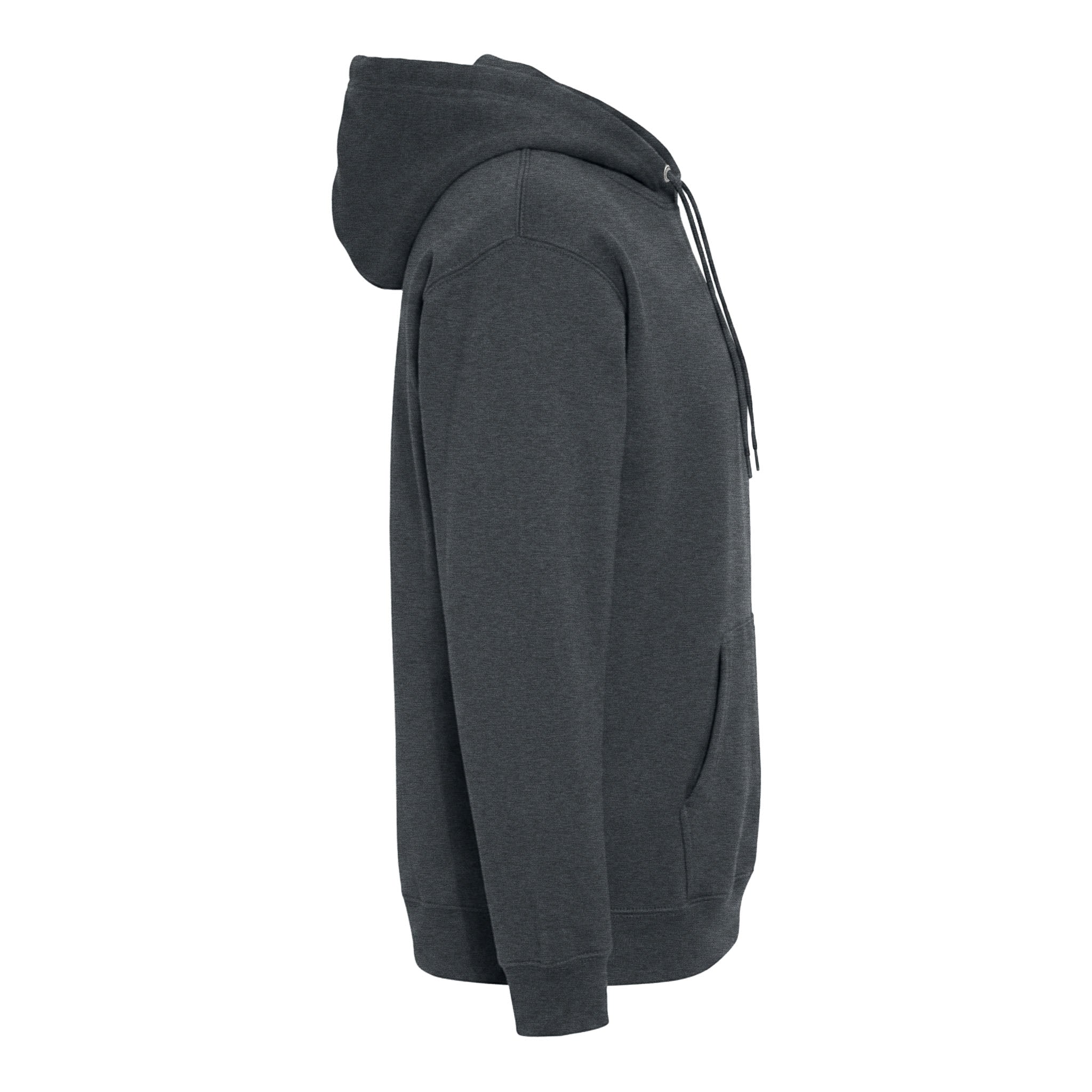 Jerzees 996MR custom hoodie in black heather, right side view