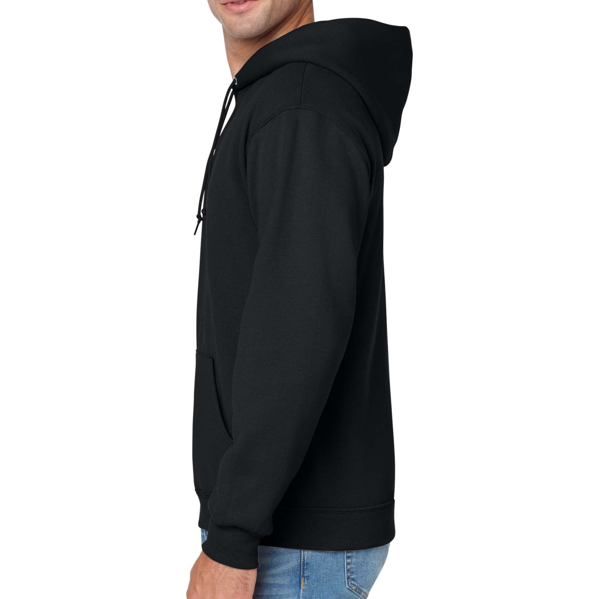 Jerzees 996MR custom hoodie in black, left side view