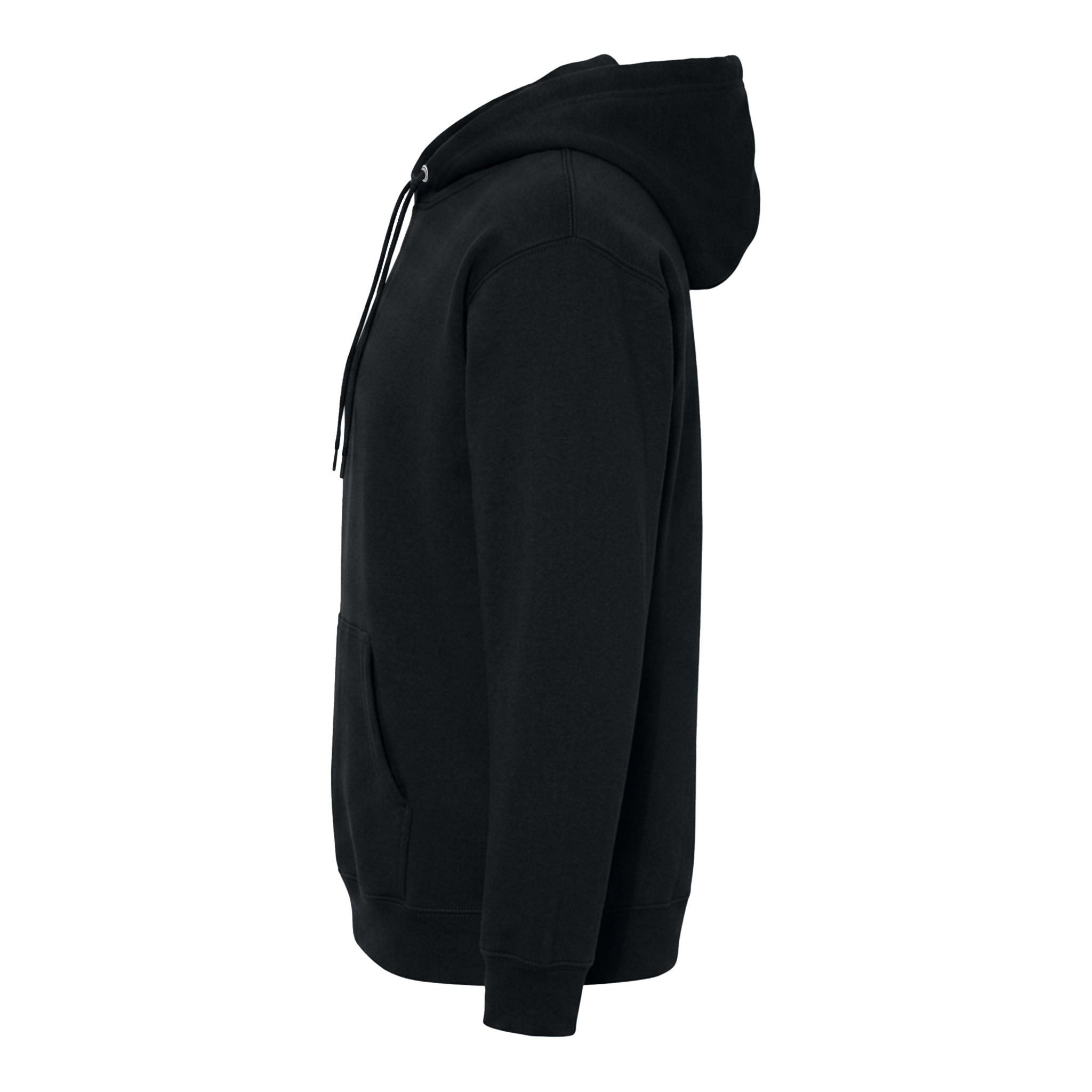 Jerzees 996MR custom hoodie in black, left side view