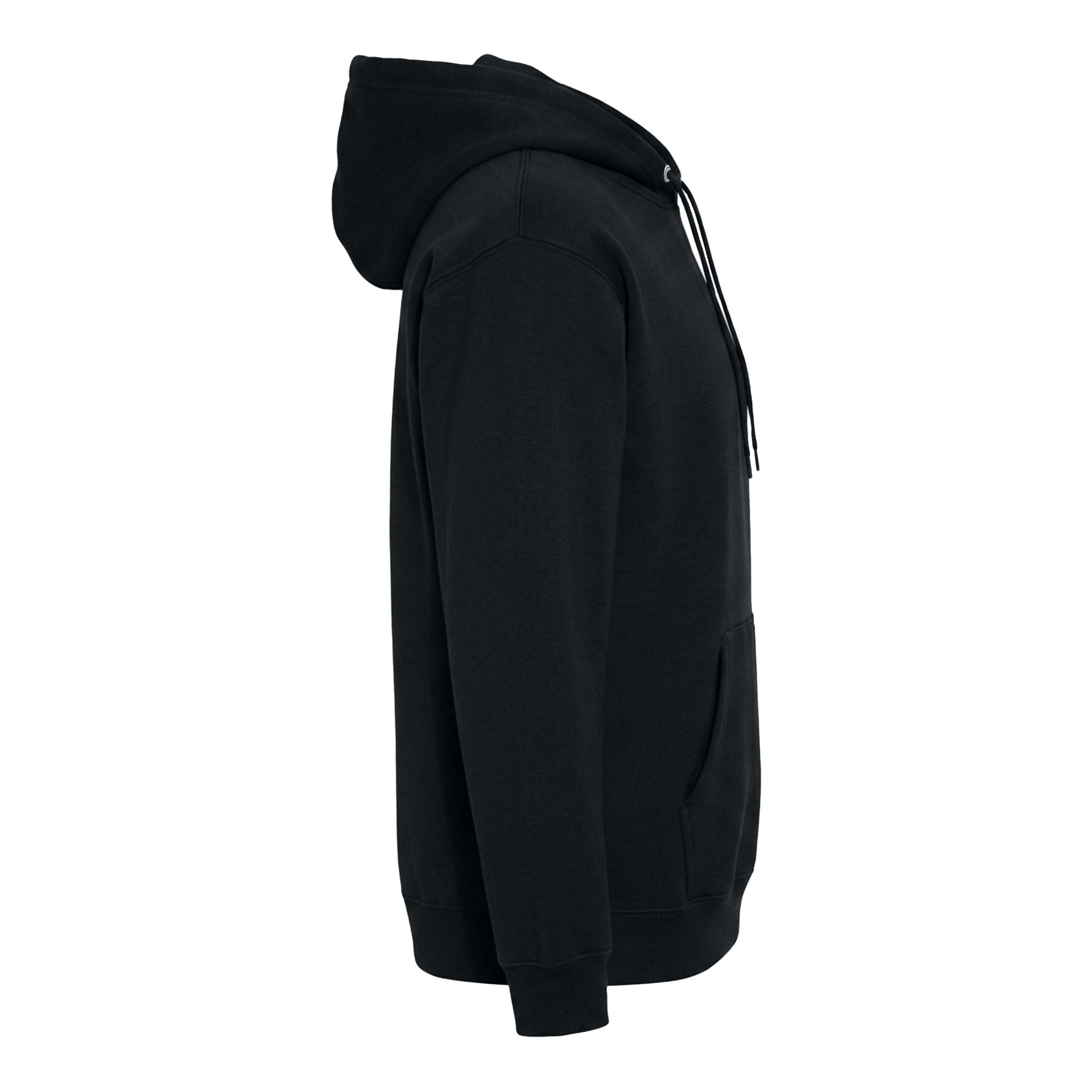 Jerzees 996MR custom hoodie in black, right side view