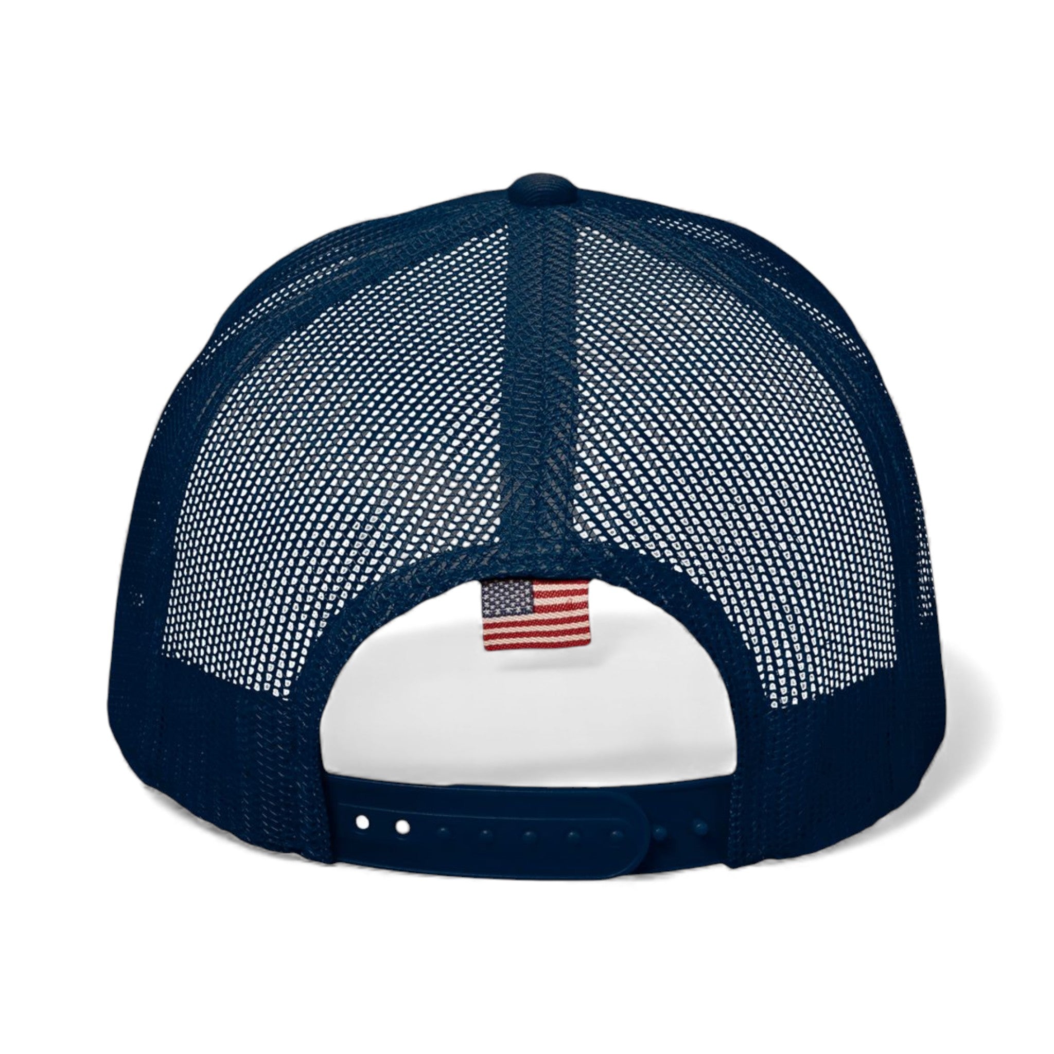 Back view of Kati AM350M custom hat in navy and usa mesh
