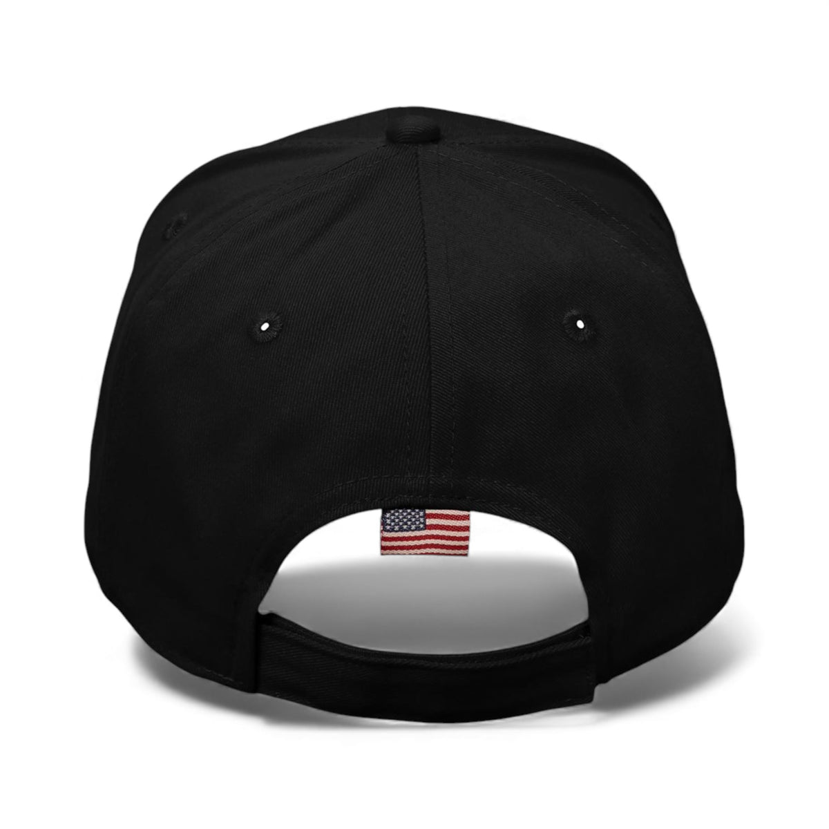 Back view of Kati AM350 custom hat in black and usa