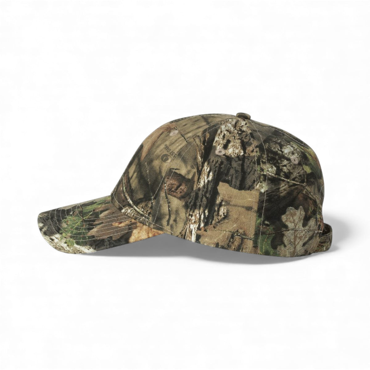 Left side view of Kati LC10 custom hat in mossy oak country