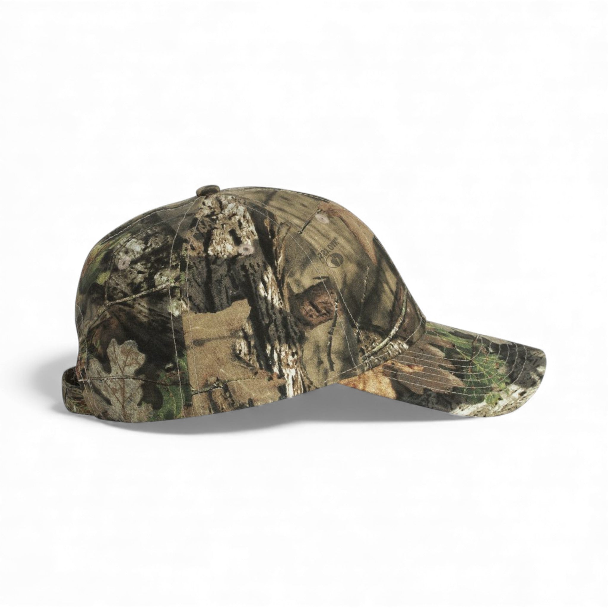 Right side view of Kati LC10 custom hat in mossy oak country