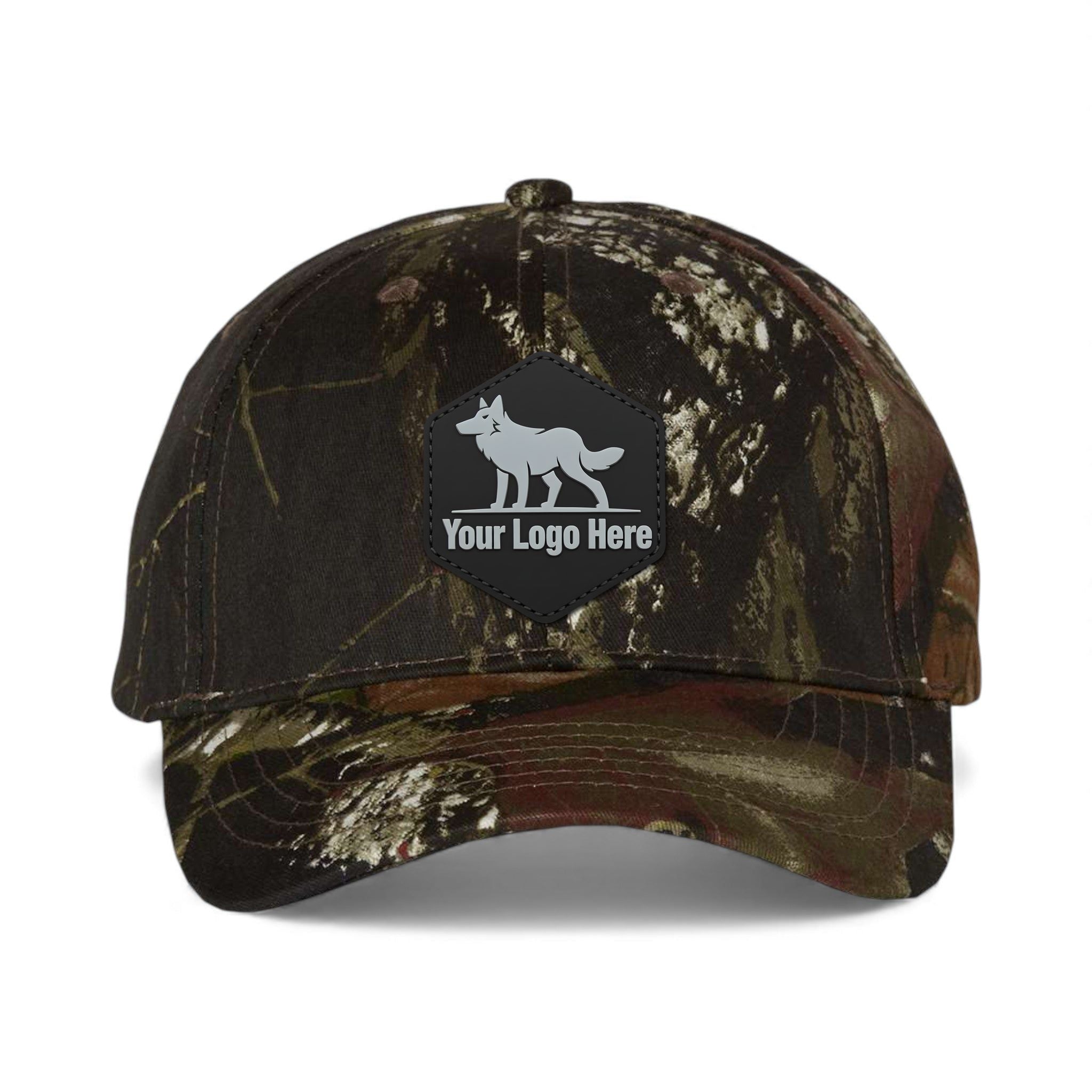 PVC patch preview of Kati LC15V custom hat in mossy oak breakup