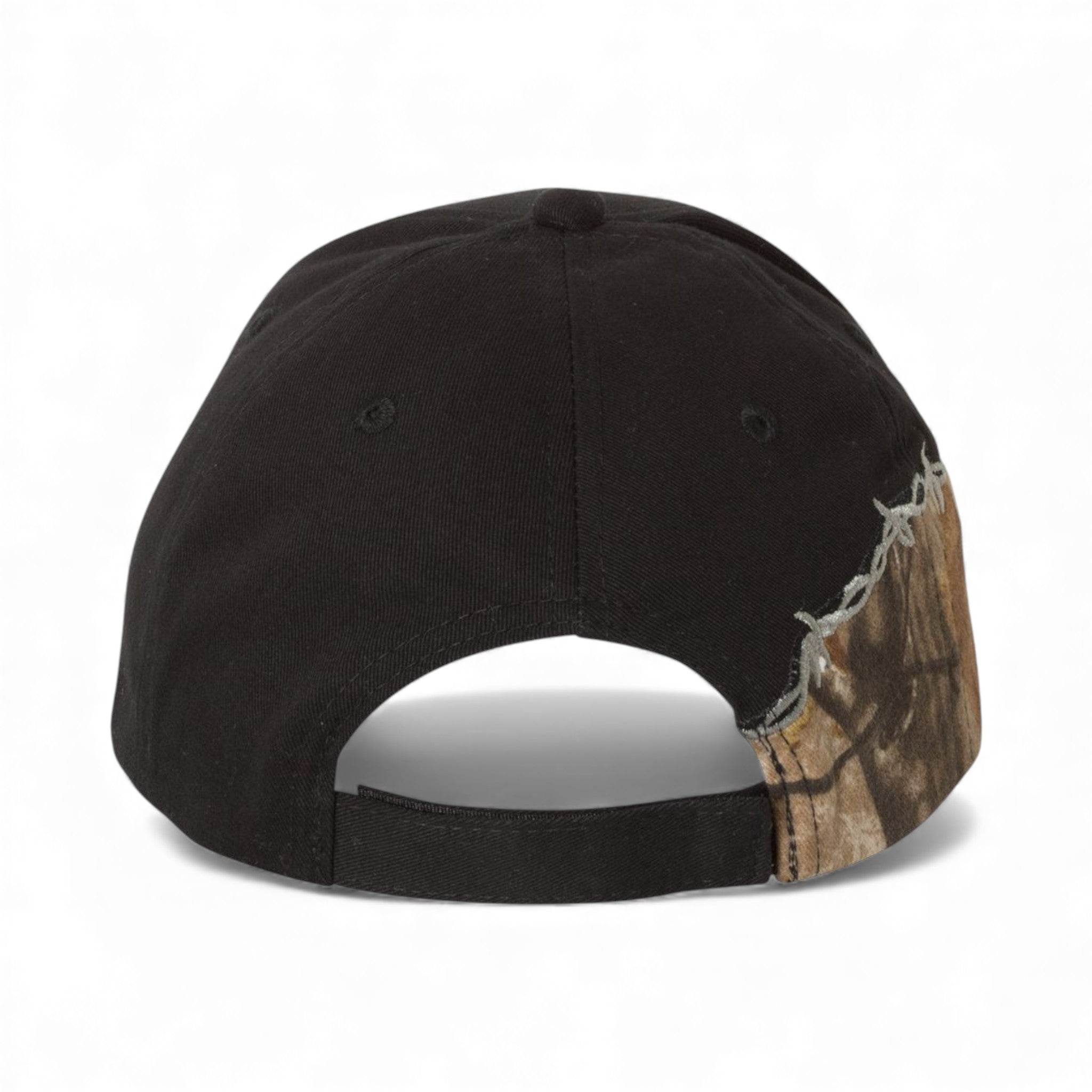 Back view of Kati LC4BW custom hat in black and realtree ap