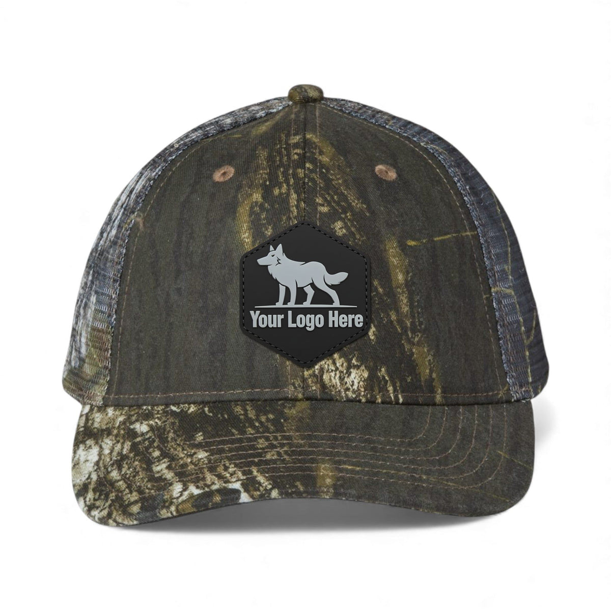 PVC patch preview of Kati LC5M custom hat in breakup and breakup