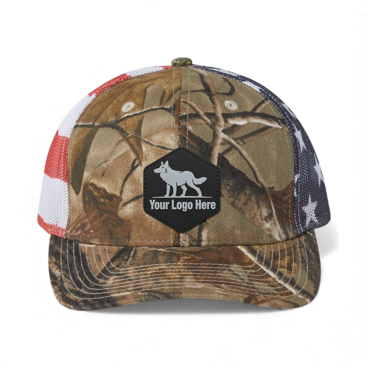 PVC patch preview of Kati S700M custom hat in all purpose and usa flag