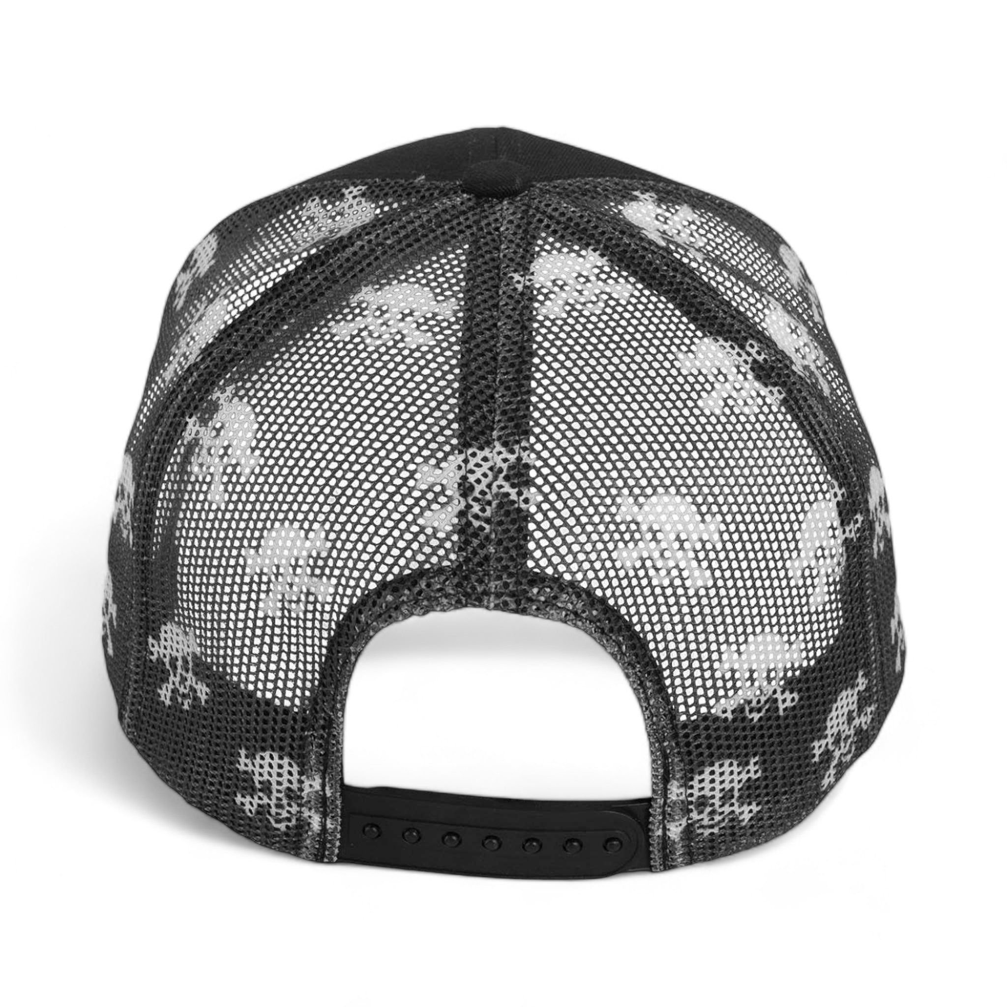 Back view of Kati S700M custom hat in black, black and skull