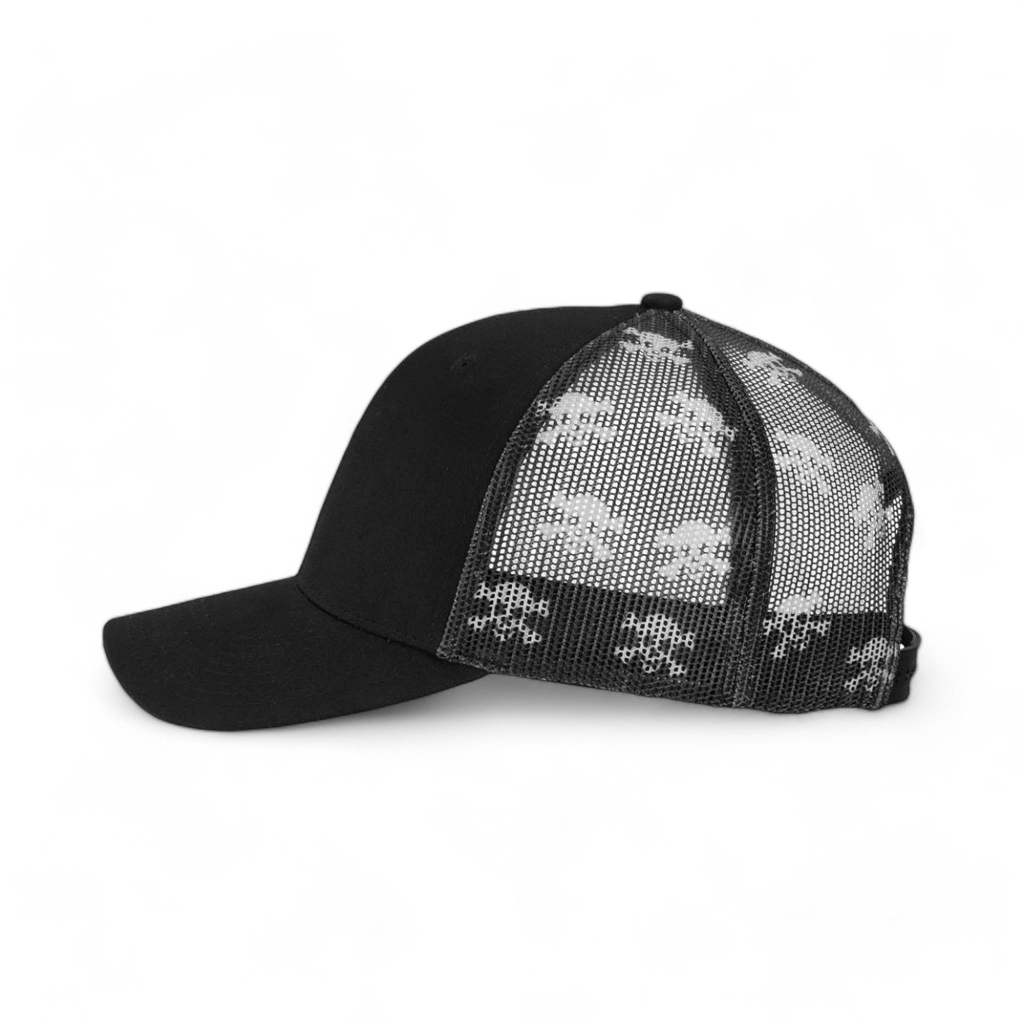 Side view of Kati S700M custom hat in black, black and skull
