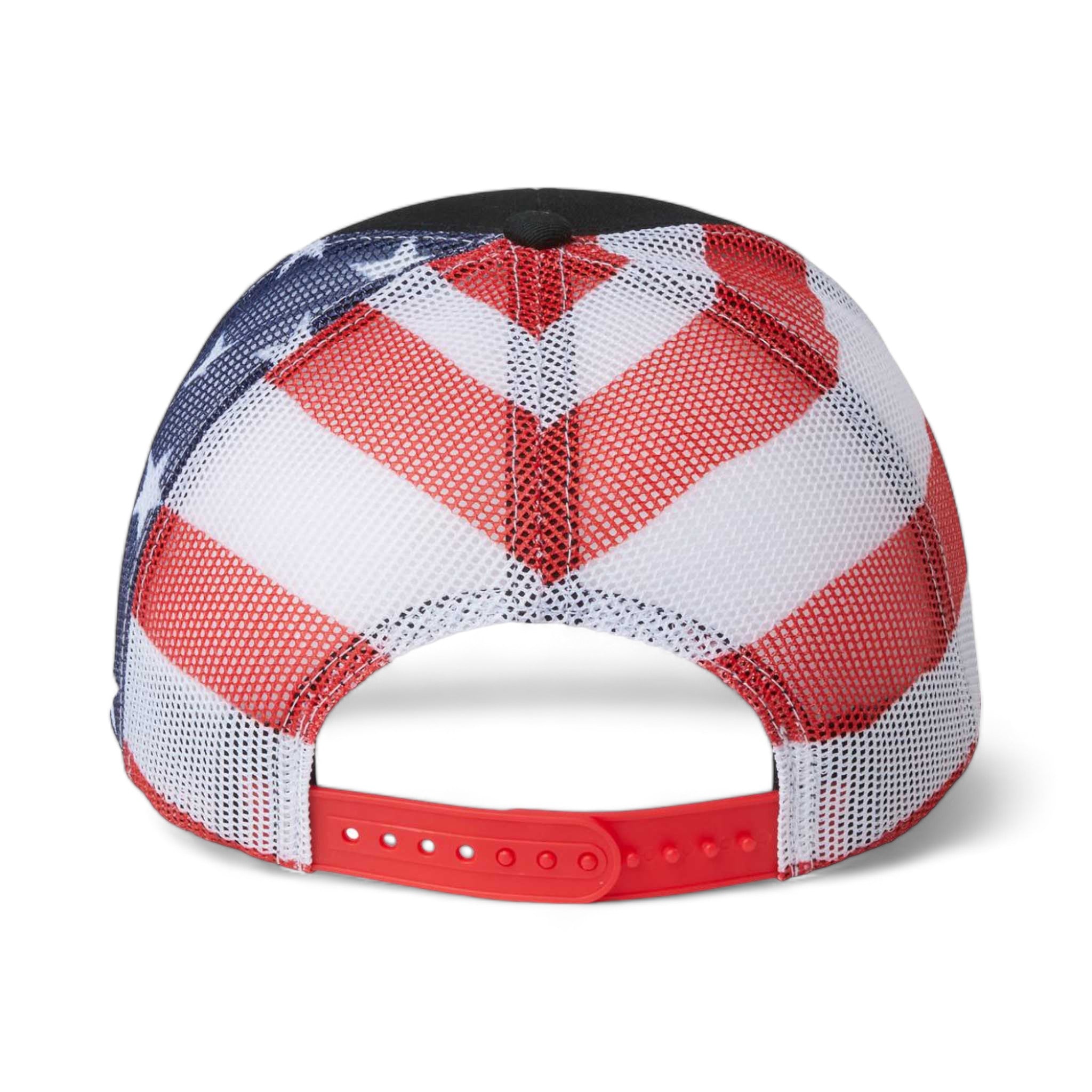 Back view of Kati S700M custom hat in black and usa flag