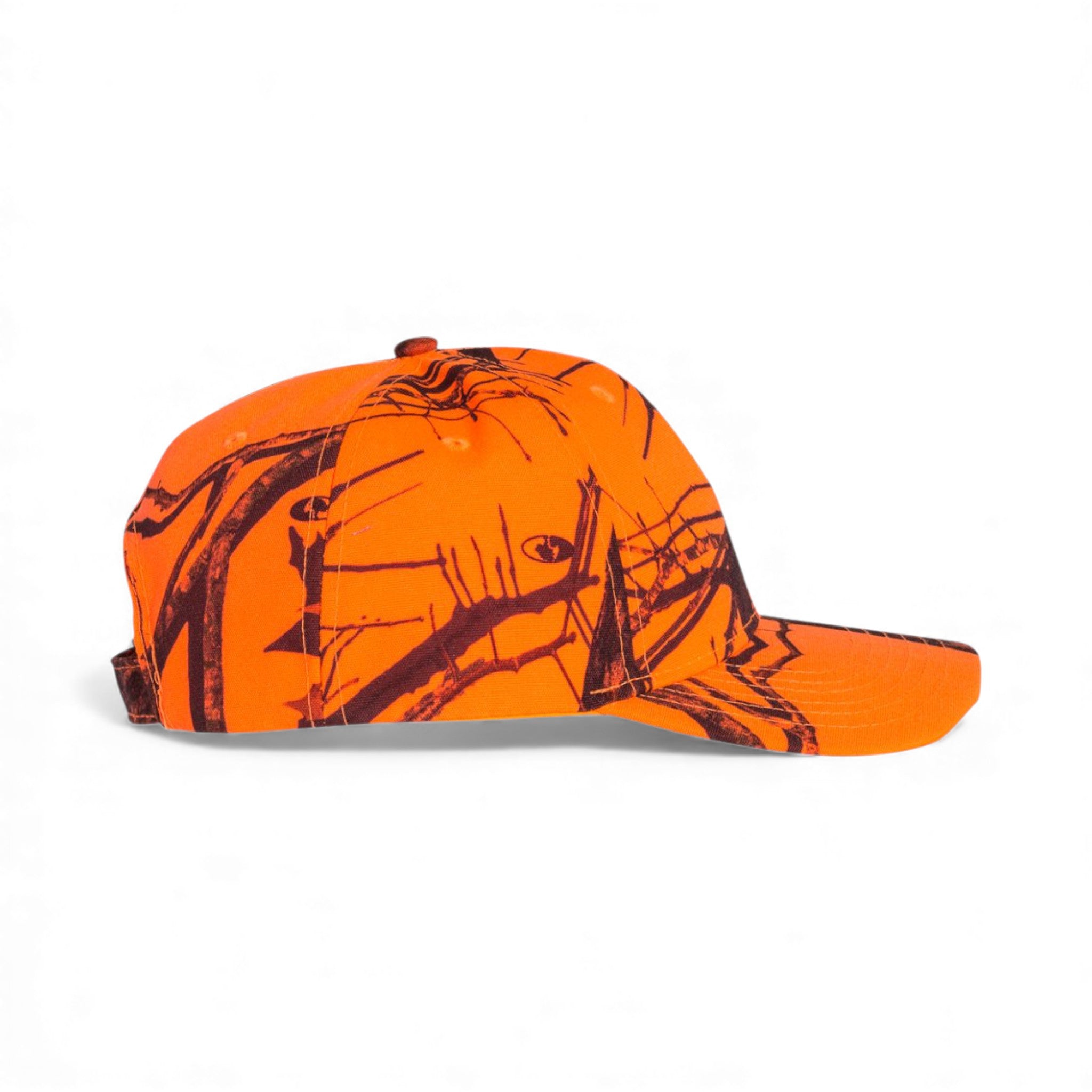 Right side view of Kati SN200 custom hat in mossy oak break-up blaze orange