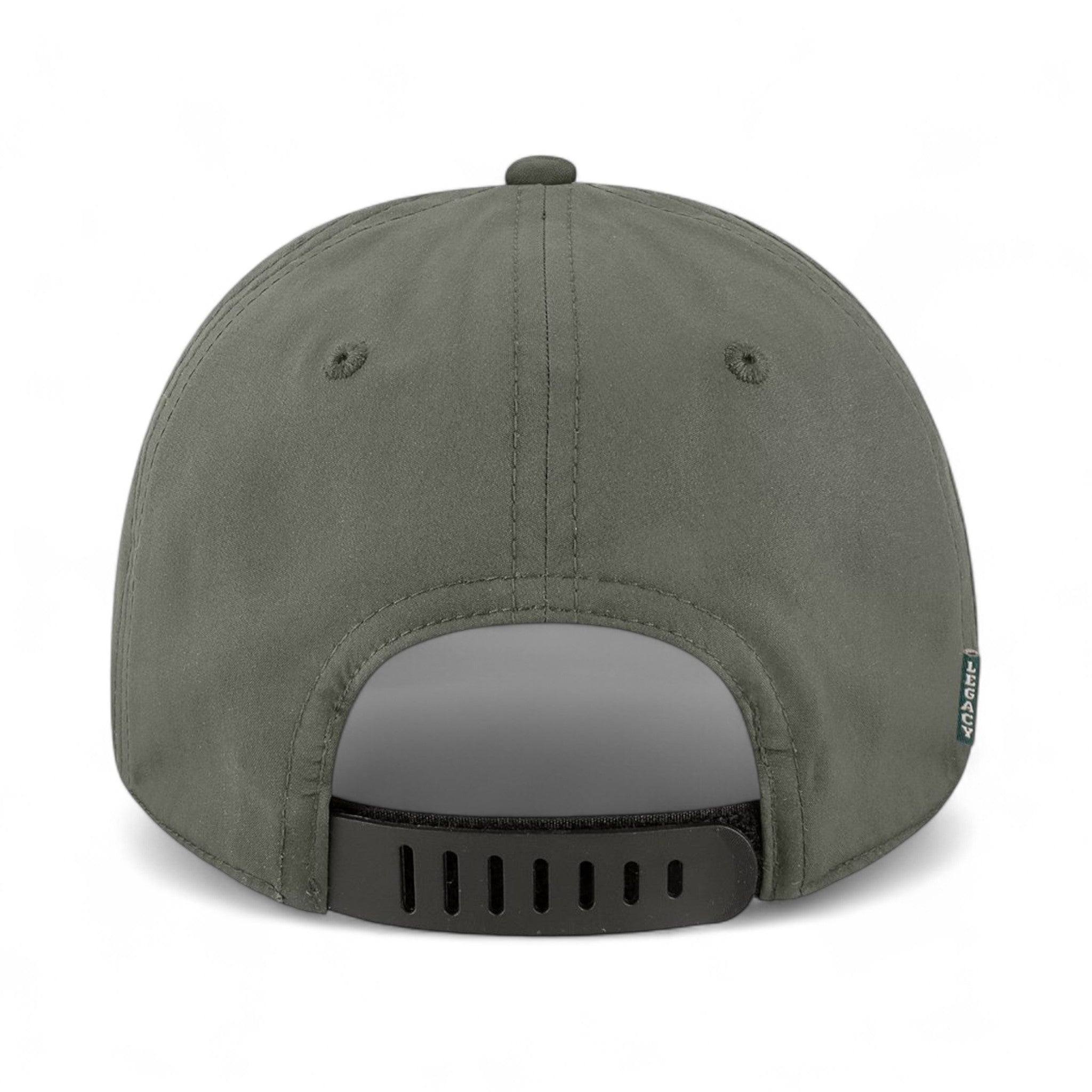 Back view of LEGACY B9A custom hat in dark grey