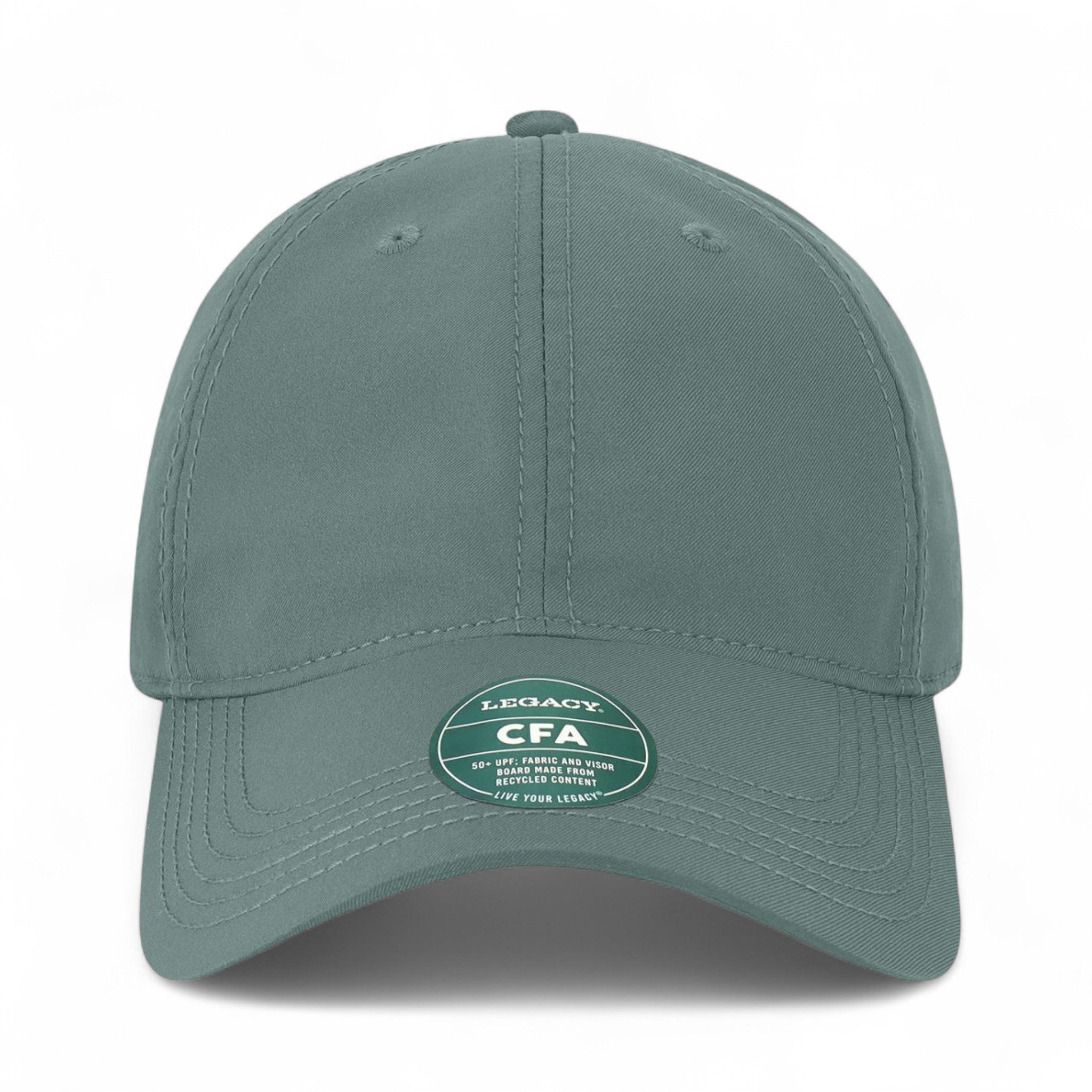 Front view of LEGACY CFA custom hat in blue steel