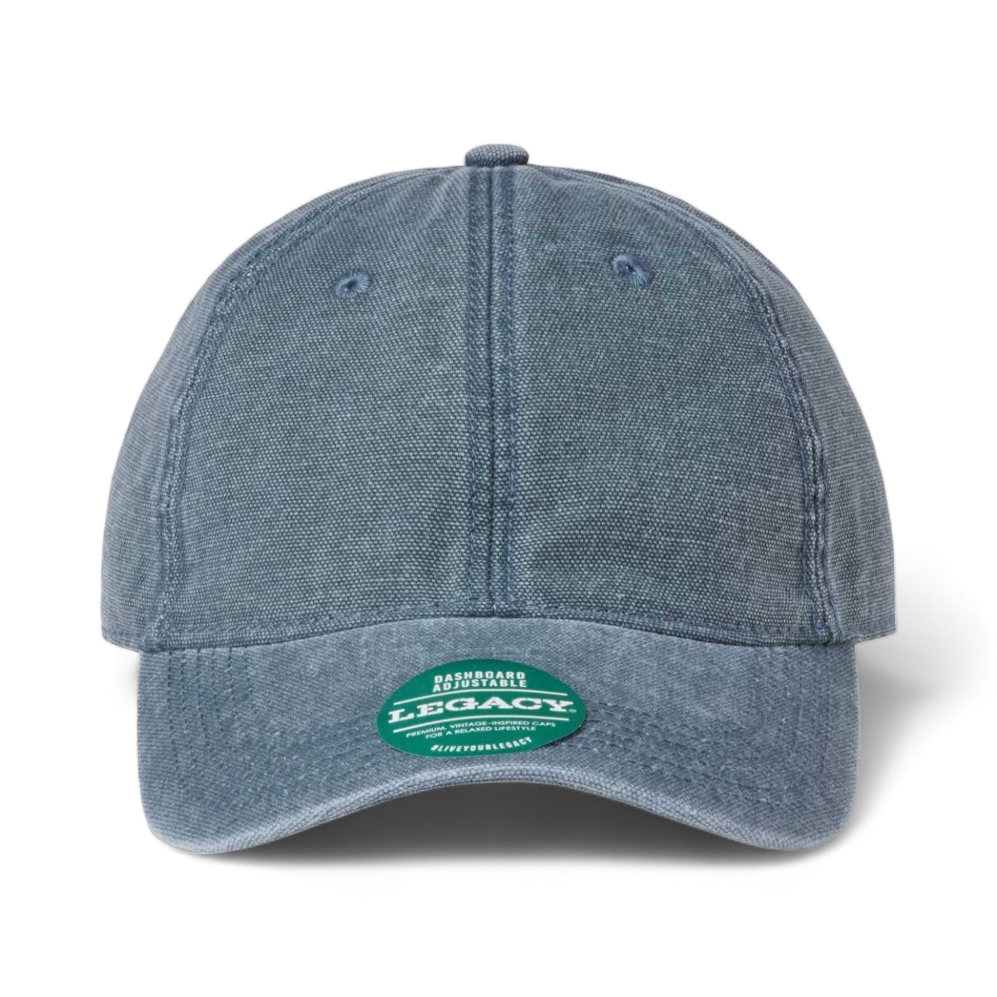 Front view of LEGACY DTAST custom hat in blue steel