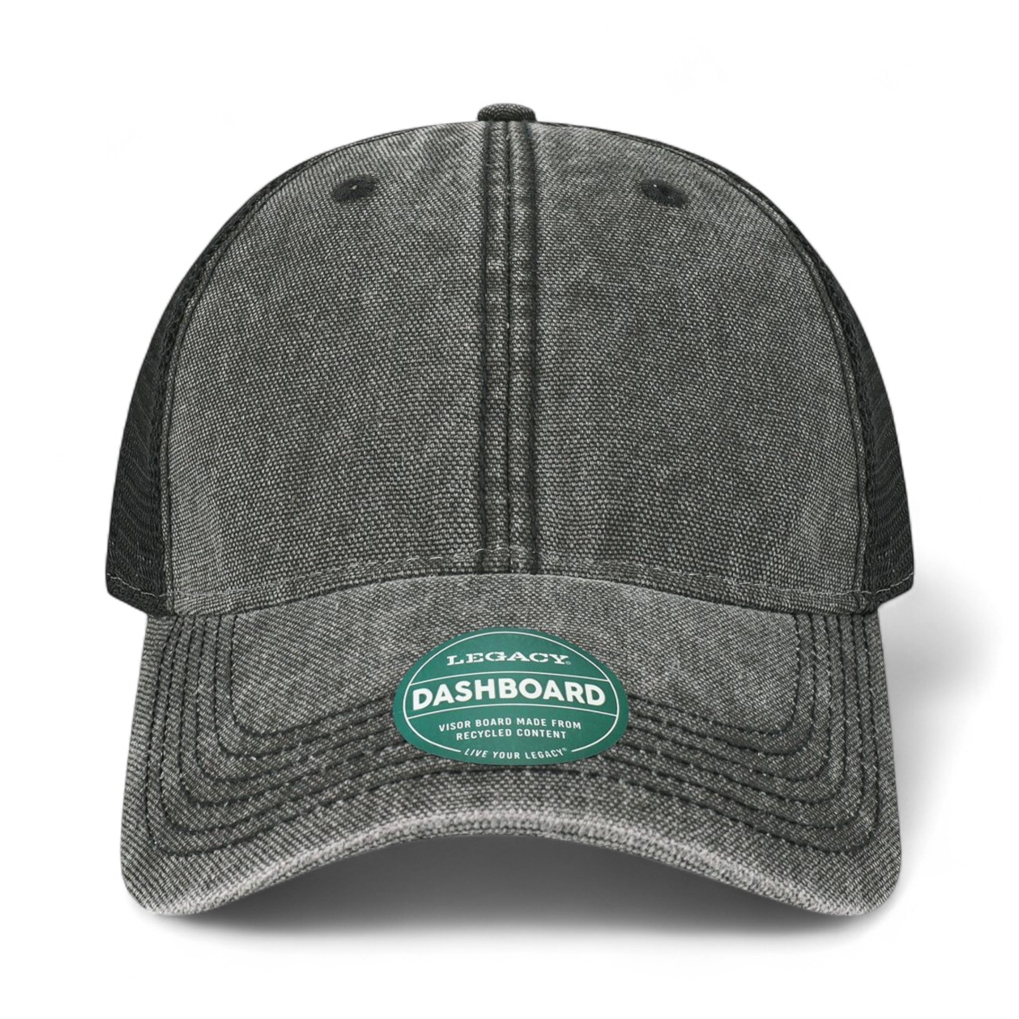 Front view of LEGACY DTA custom hat in black