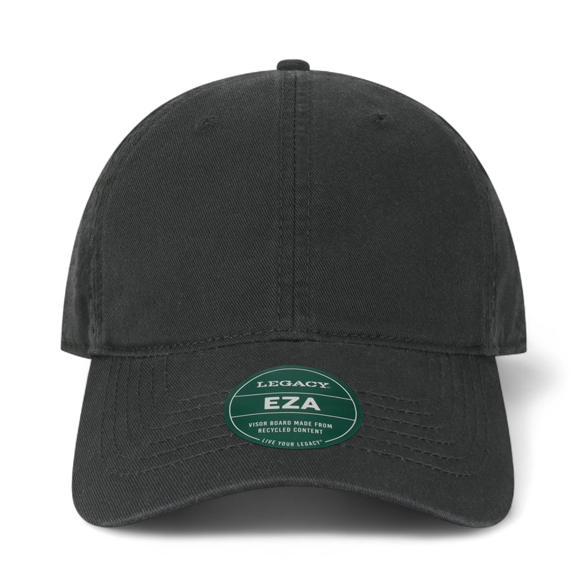Front view of LEGACY EZA custom hat in black
