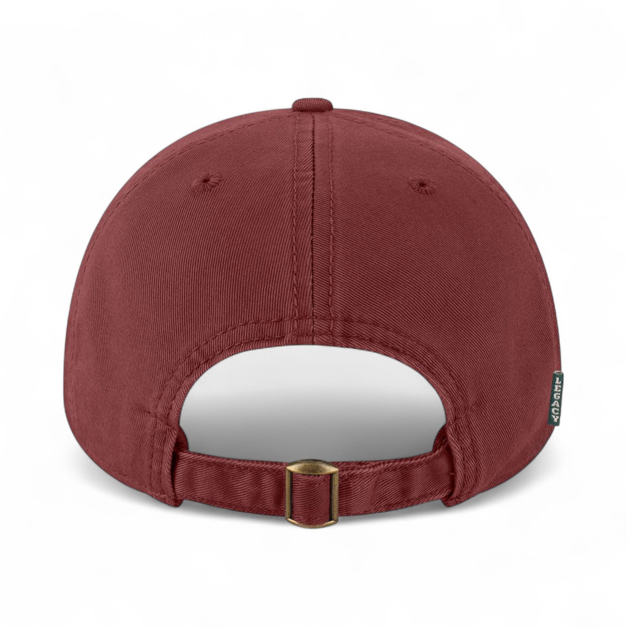 Back view of LEGACY EZA custom hat in burgundy
