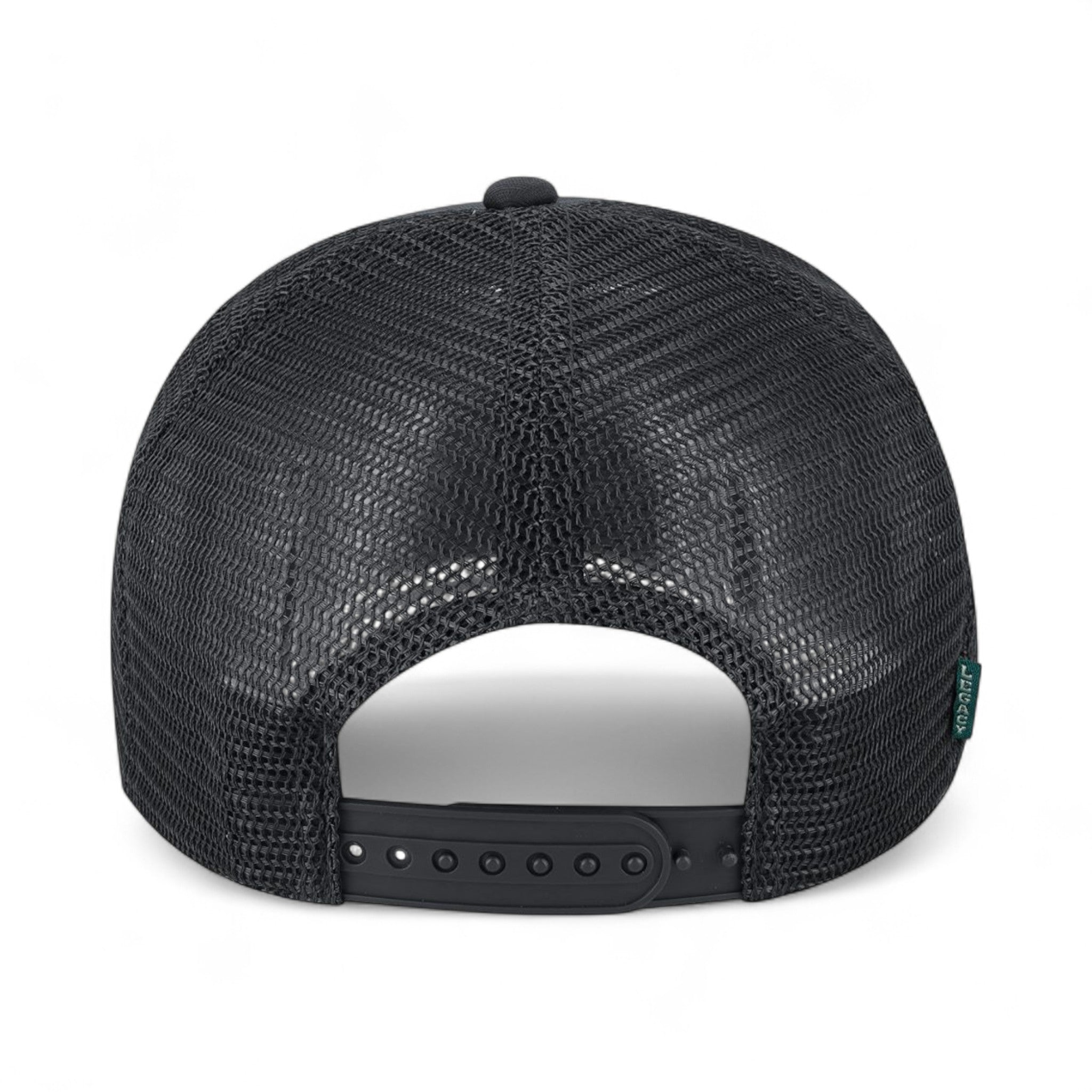 Back view of LEGACY LTA custom hat in black