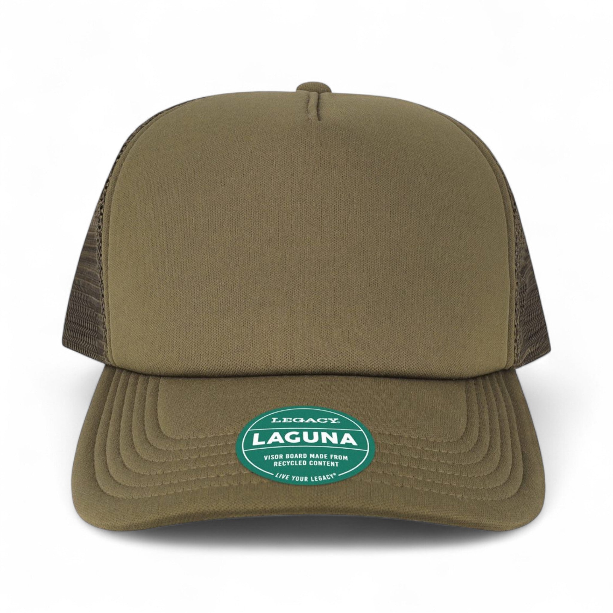 Front view of LEGACY LTA custom hat in brown