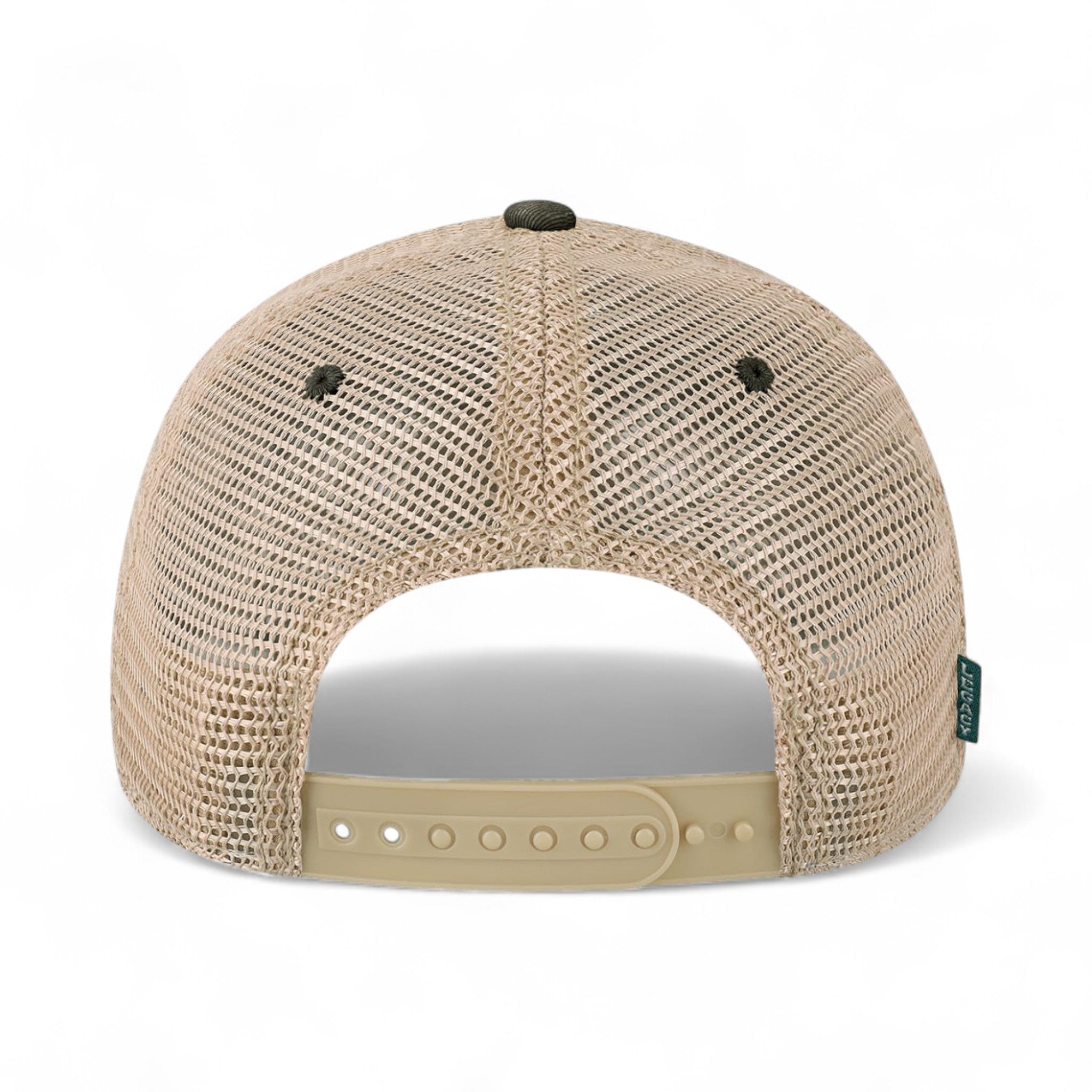 Back view of LEGACY OFAY custom hat in army camo and khaki