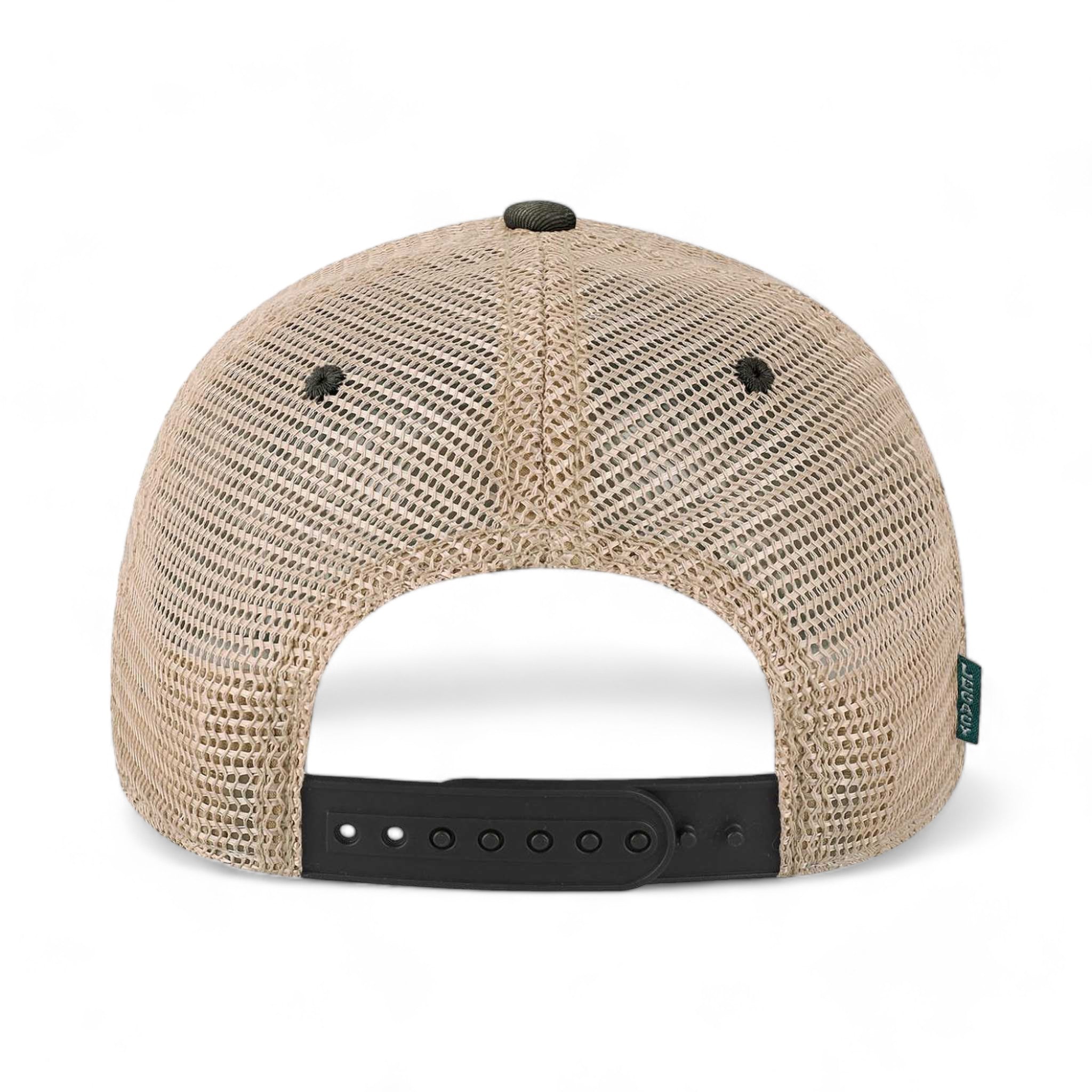 Back view of LEGACY OFAY custom hat in black and khaki