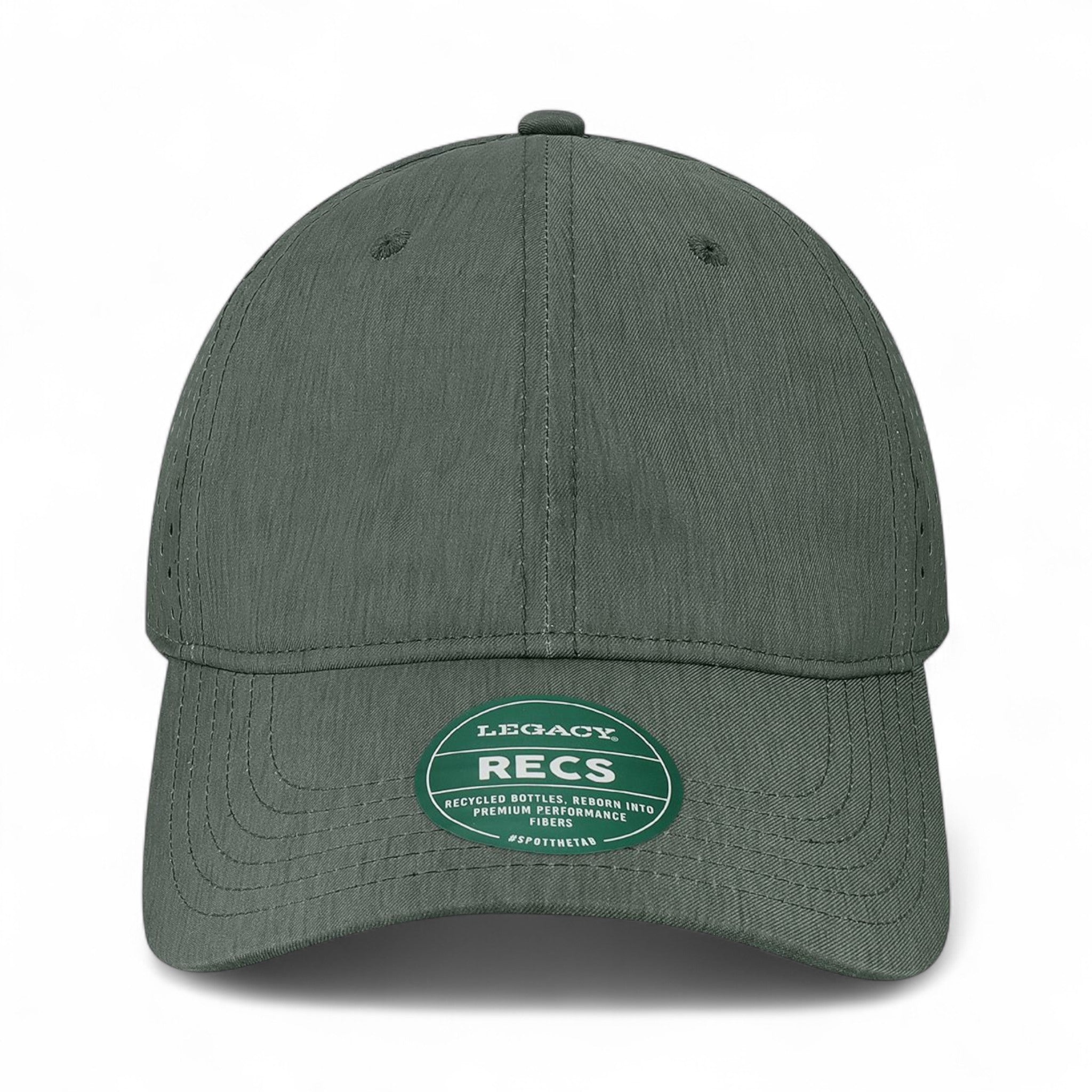 Front view of LEGACY RECS custom hat in eco black