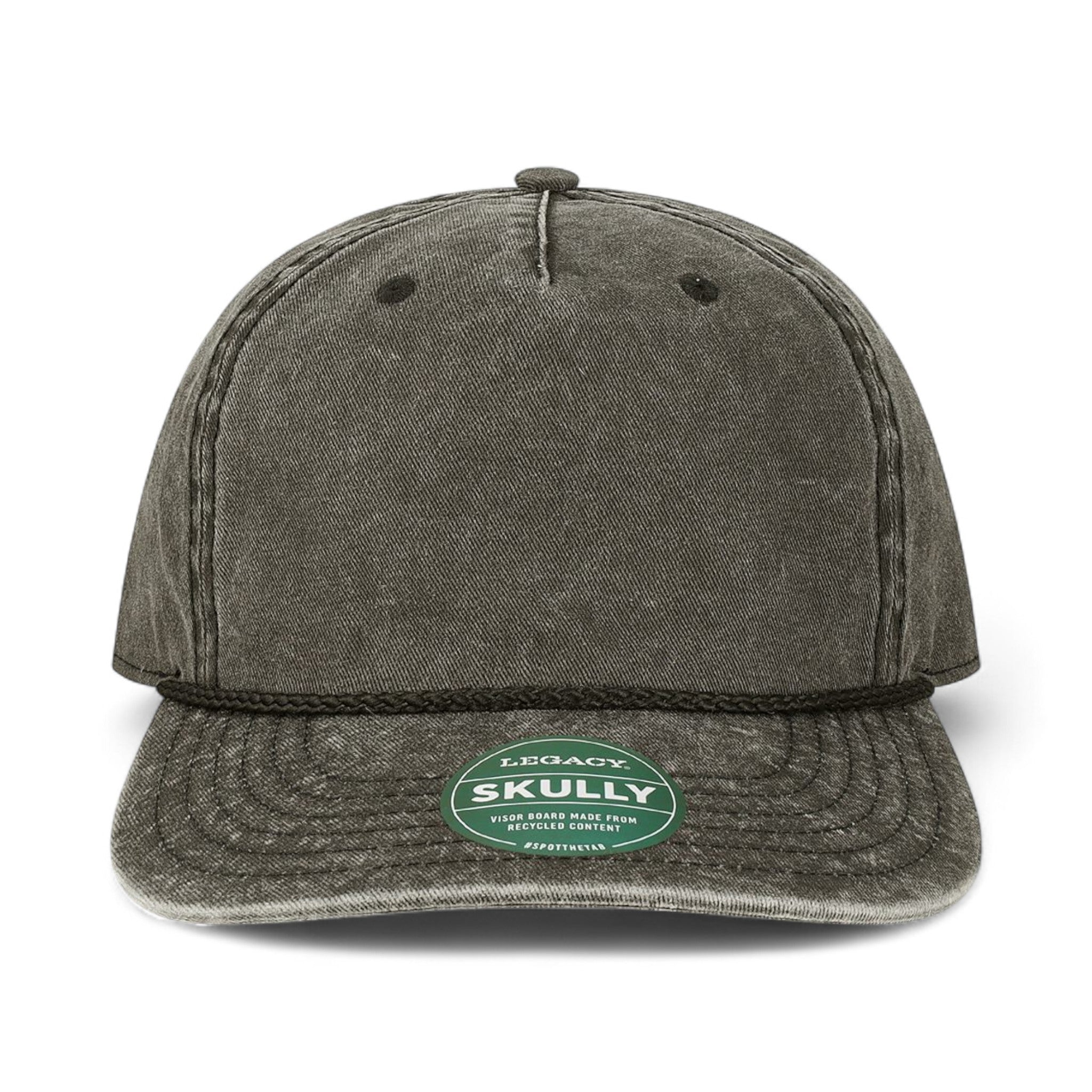 Front view of LEGACY SKULLY custom hat in black