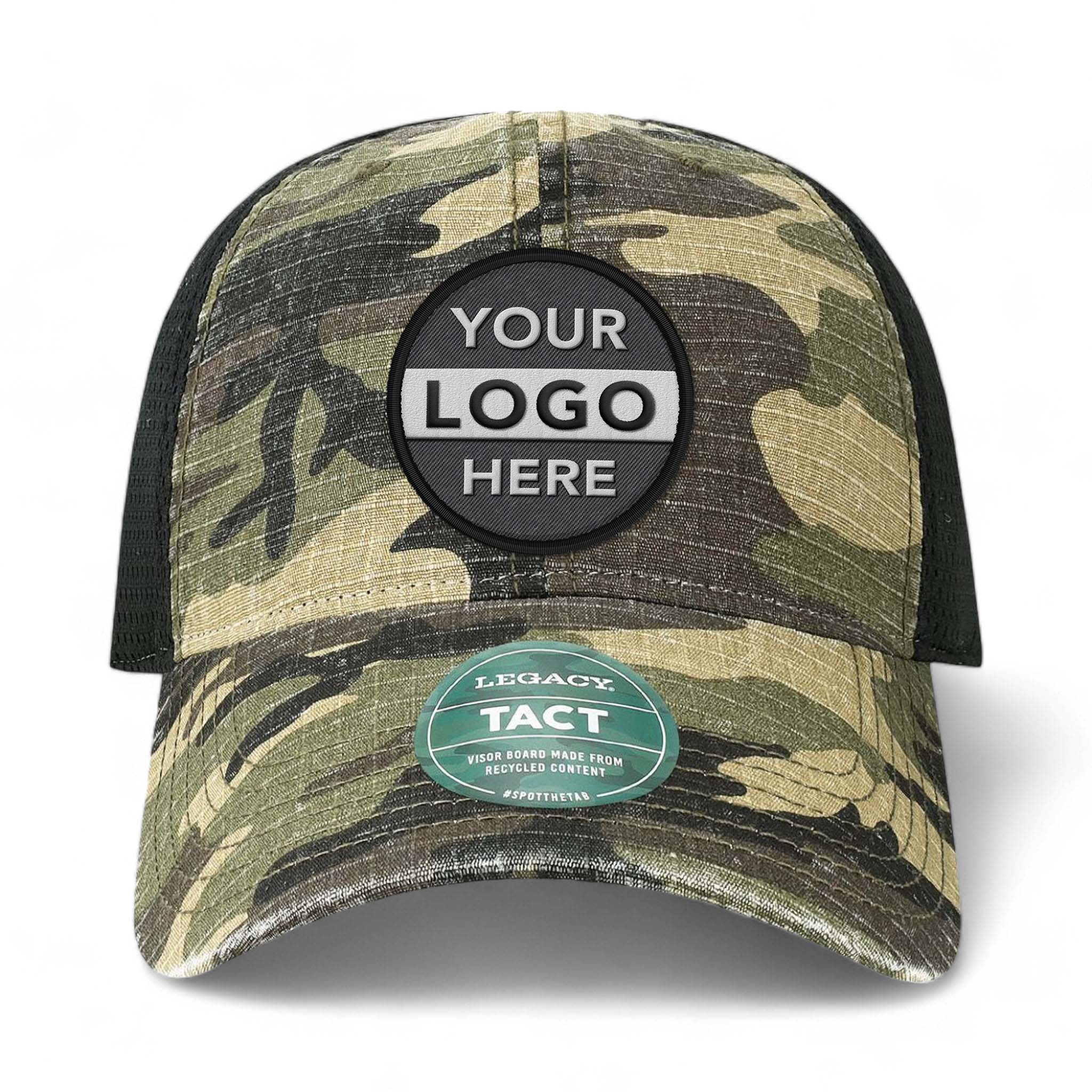 LEGACY TACT custom embroidered patch hat in army camo and black