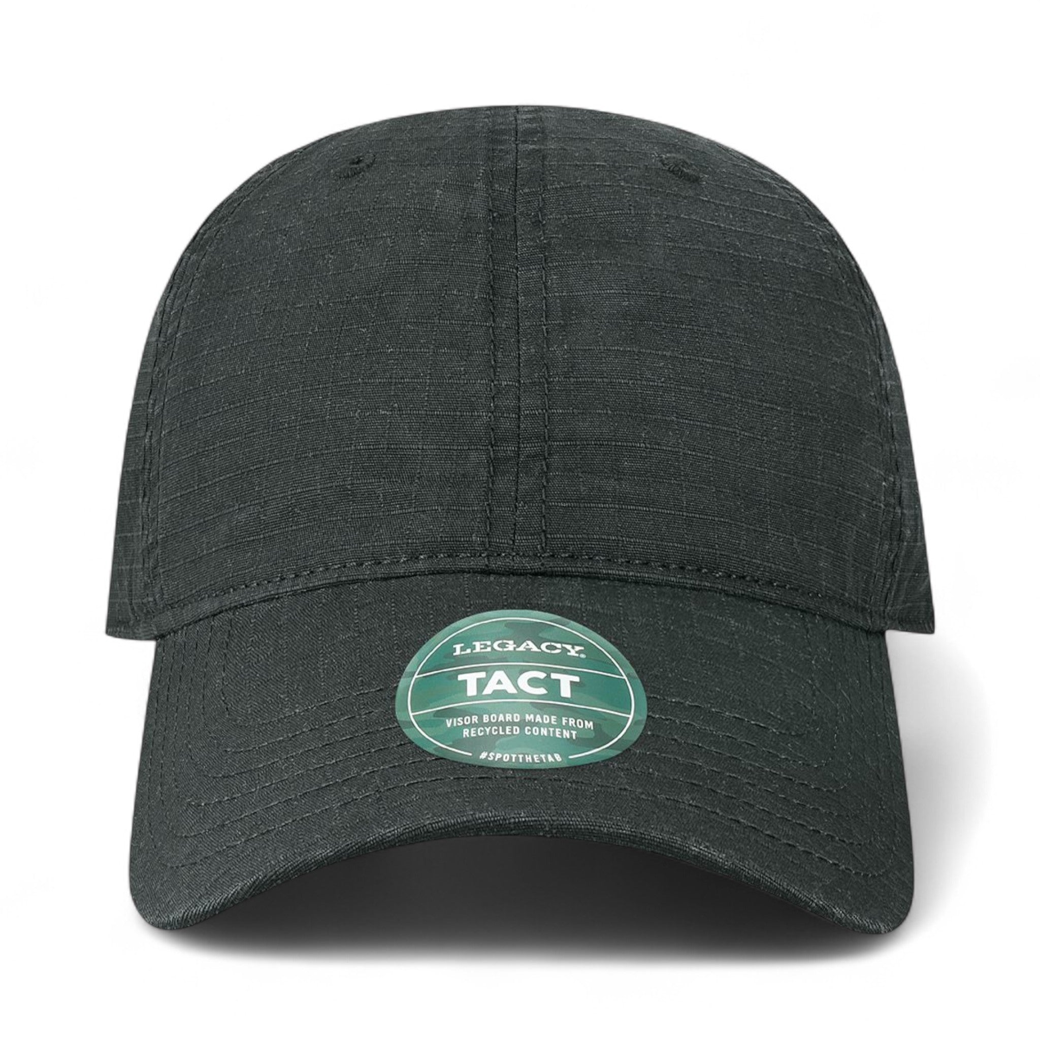 Front view of LEGACY TACT custom hat in black