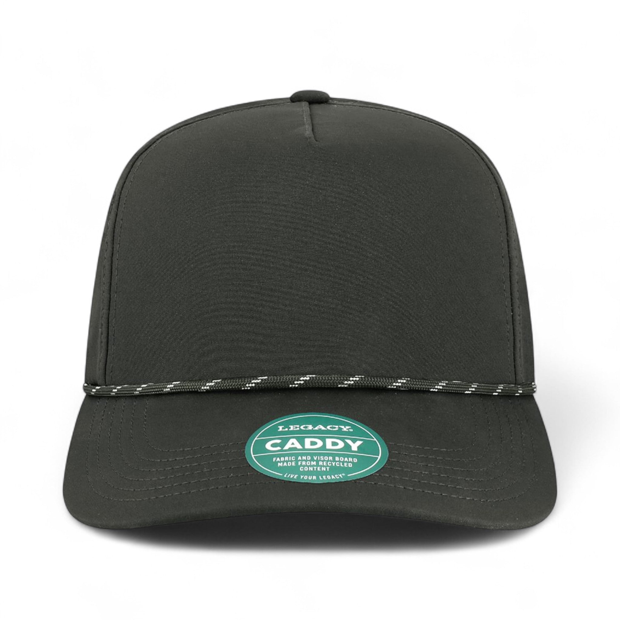 Front view of Legacy CADDY custom hat in black