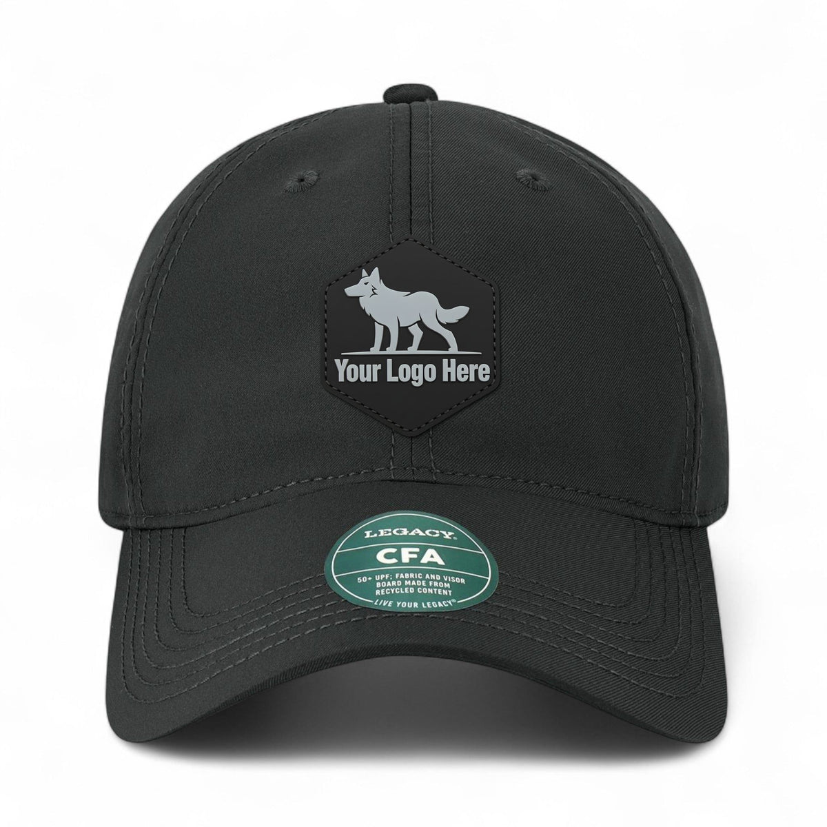 PVC patch preview of Legacy CFA custom hat in black