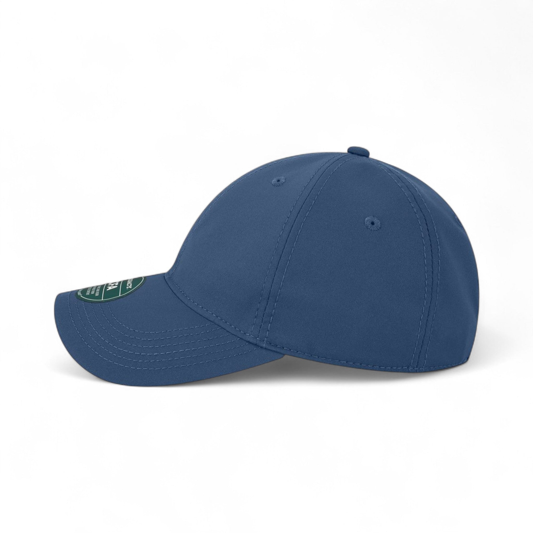 Left side view of Legacy CFA custom hat in dark blue