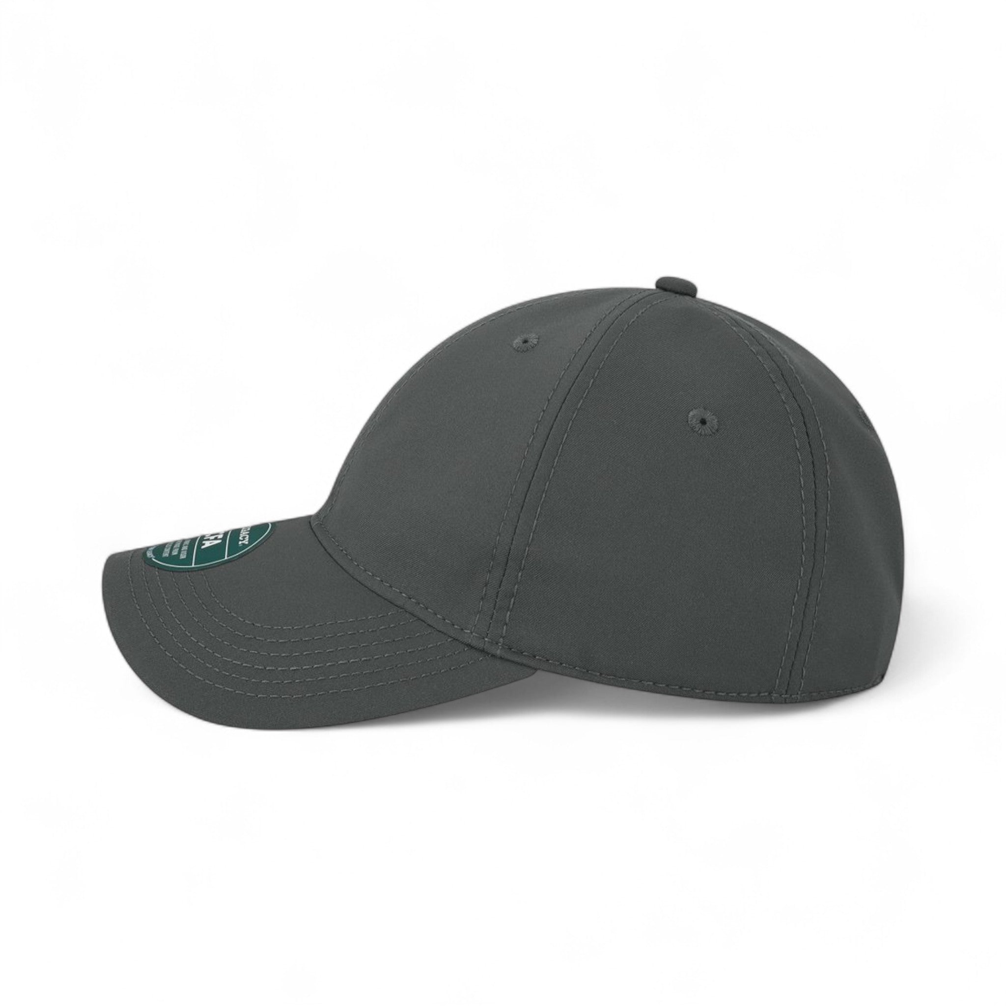 Left side view of Legacy CFA custom hat in dark grey