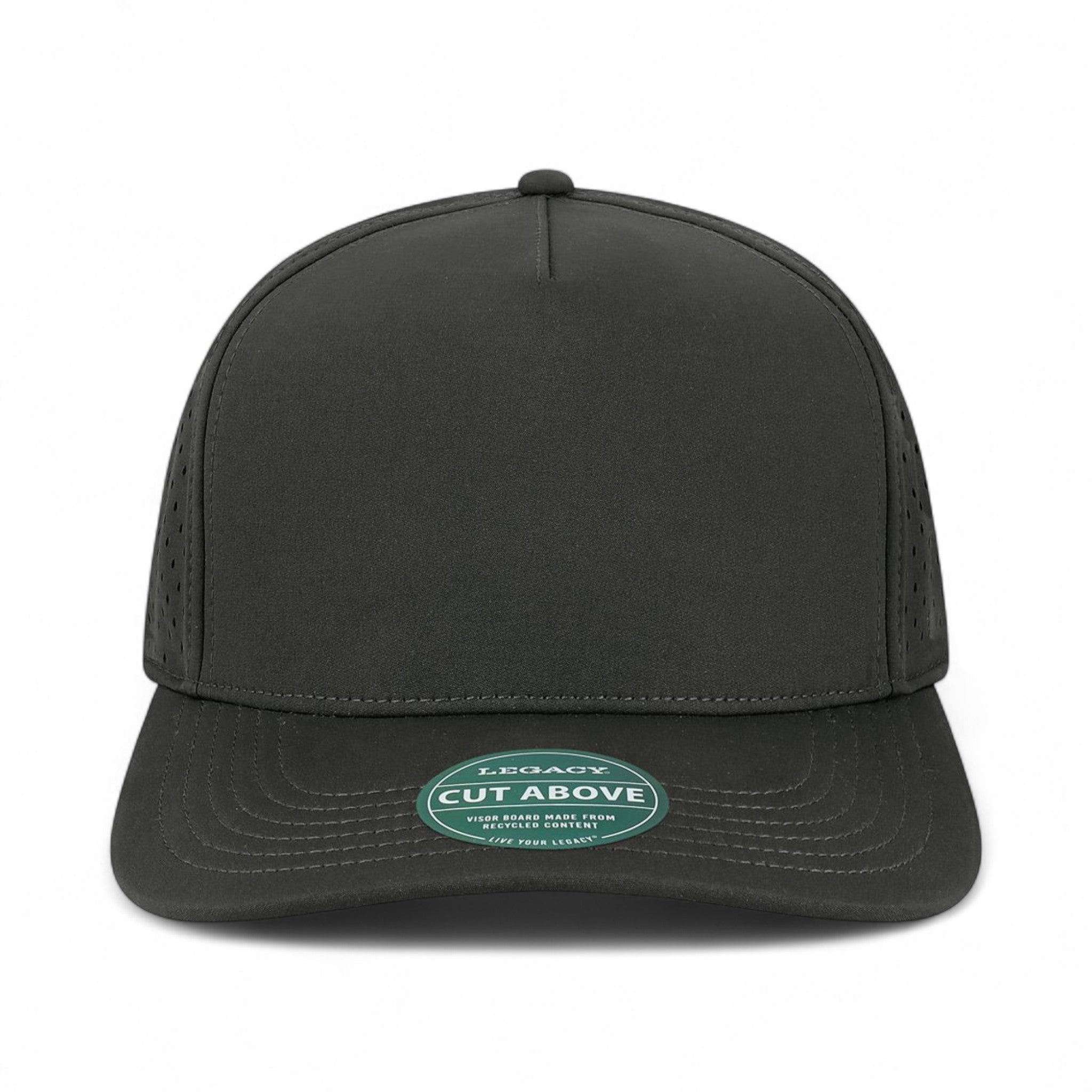 Front view of Legacy CUT custom hat in black