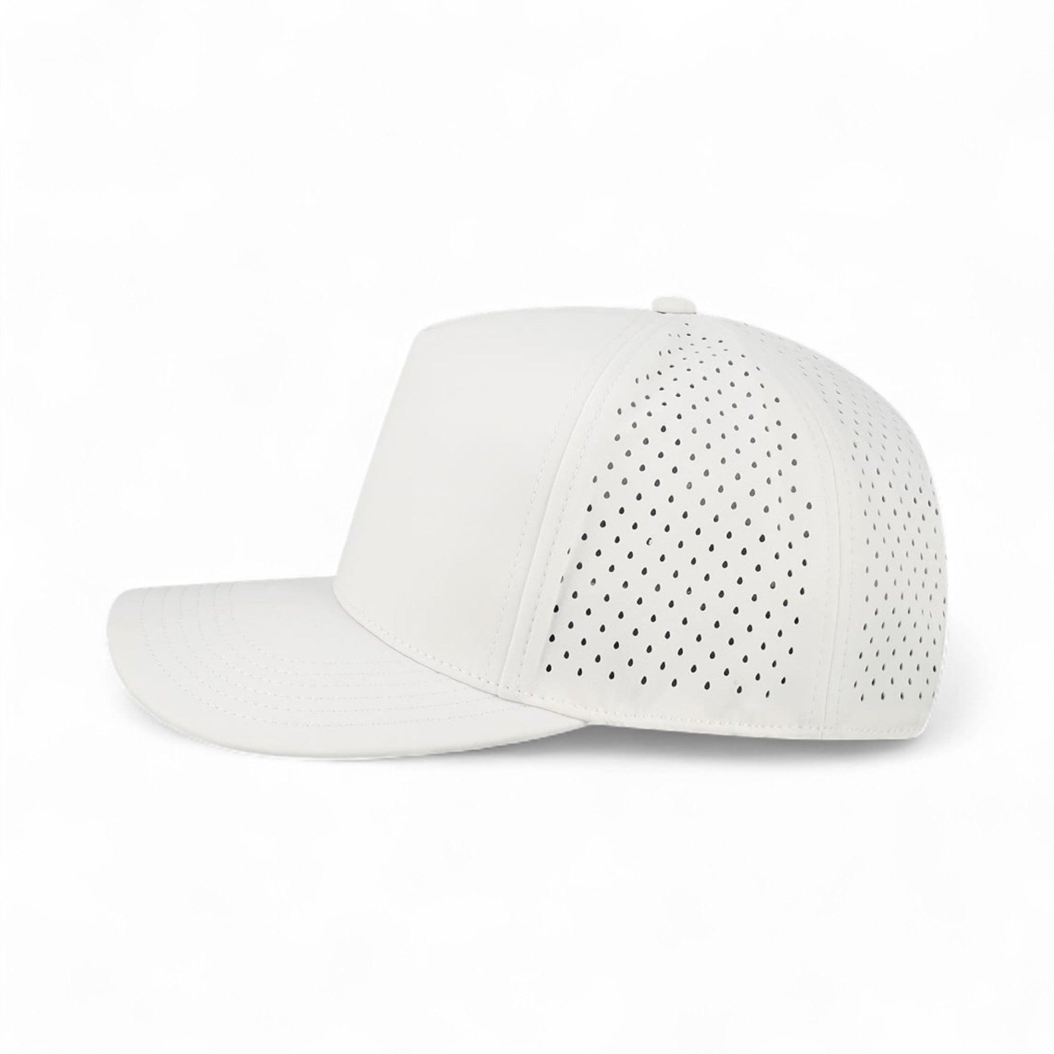 Left side view of Legacy CUT custom hat in white