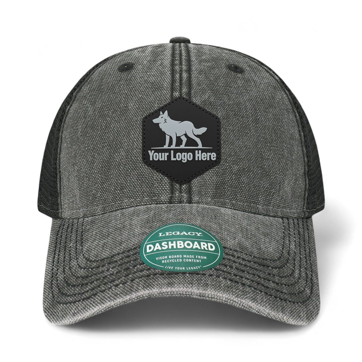 PVC patch preview of Legacy DTA custom hat in black